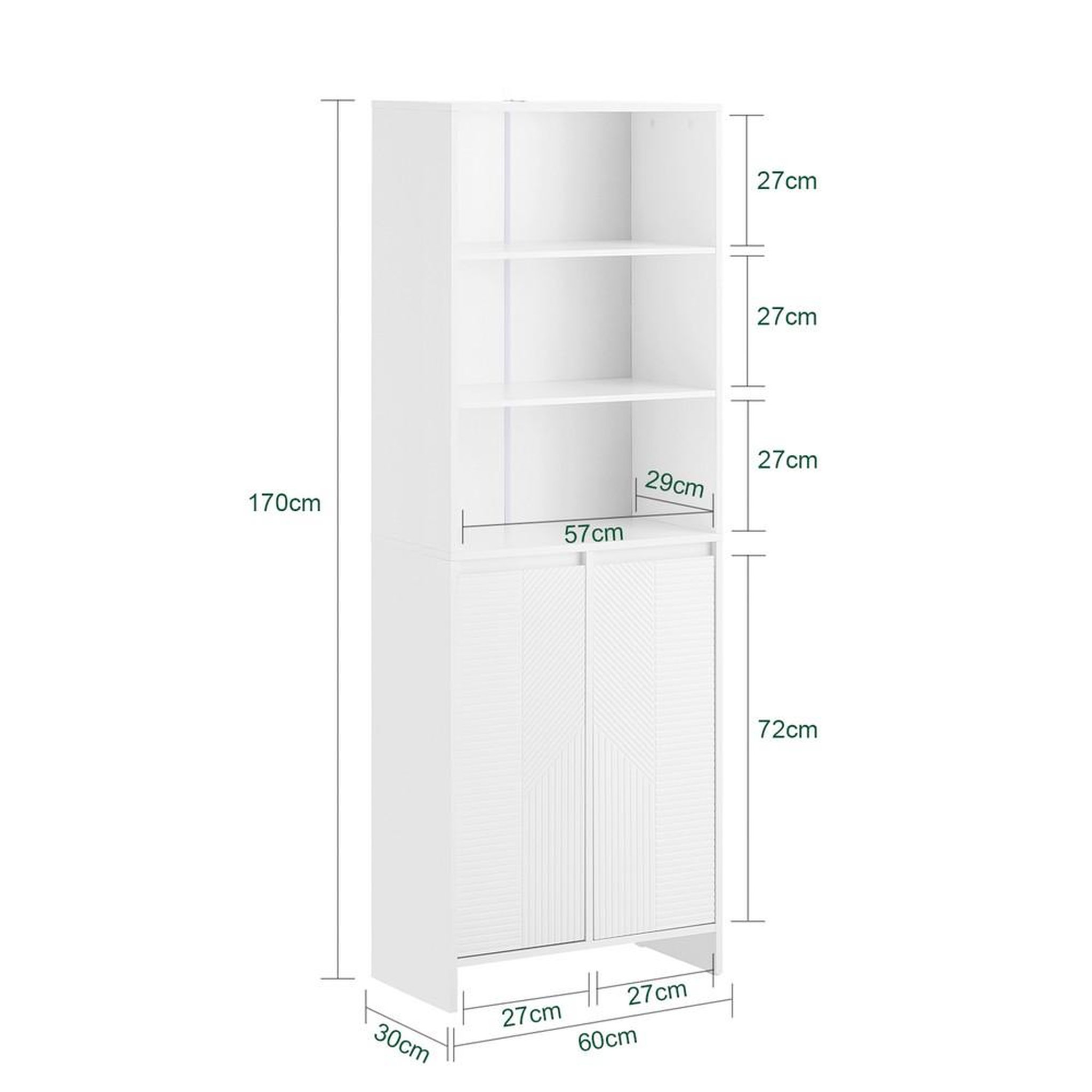 Voir la diapositive 3 : SOBUY SoBuy - Colonne De Salle De Bain à deux portes - Blanc - 60x30x170cm - Moderne - BZR155-W