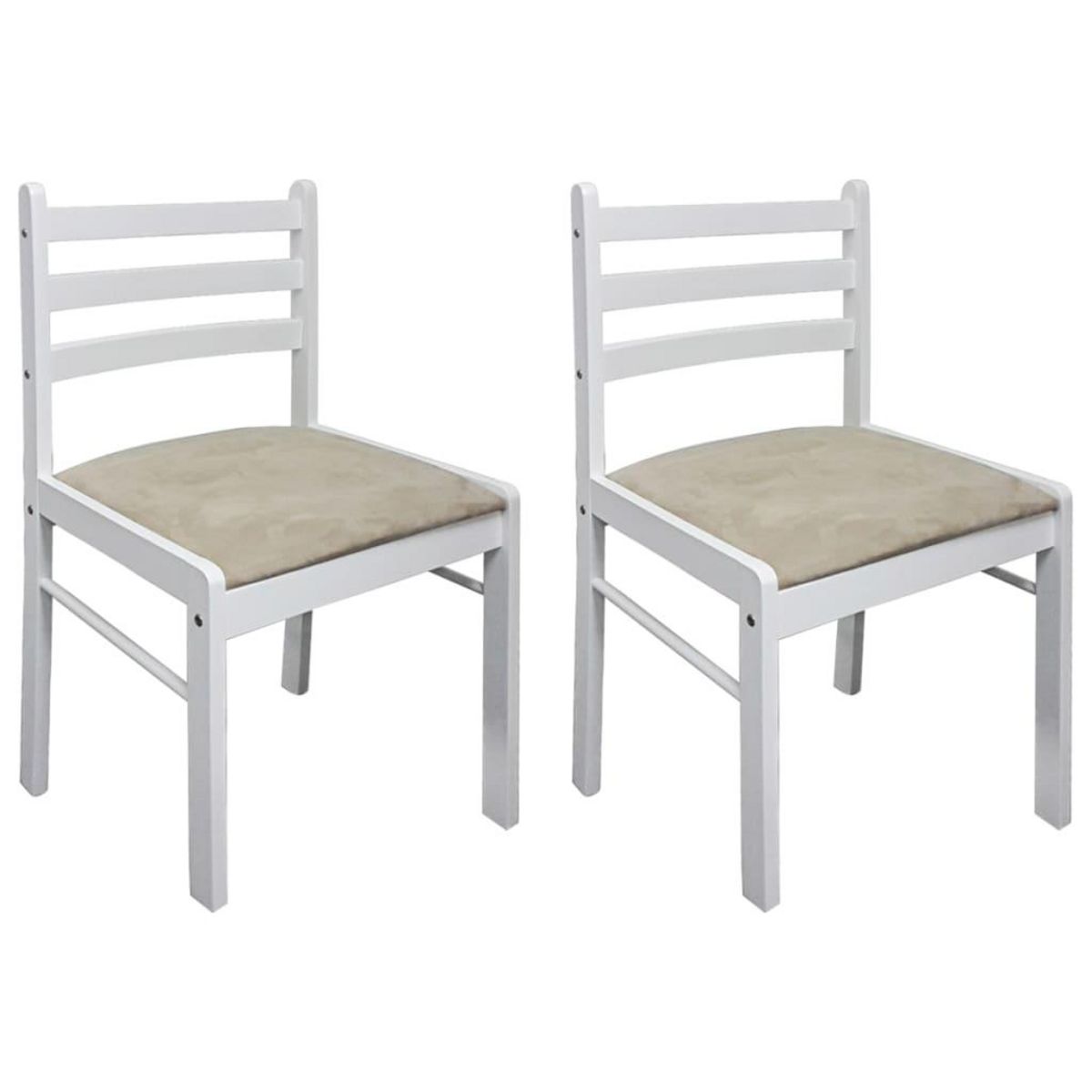 VIDAXL Chaises a manger lot de 2 blanc hevea solide et velours