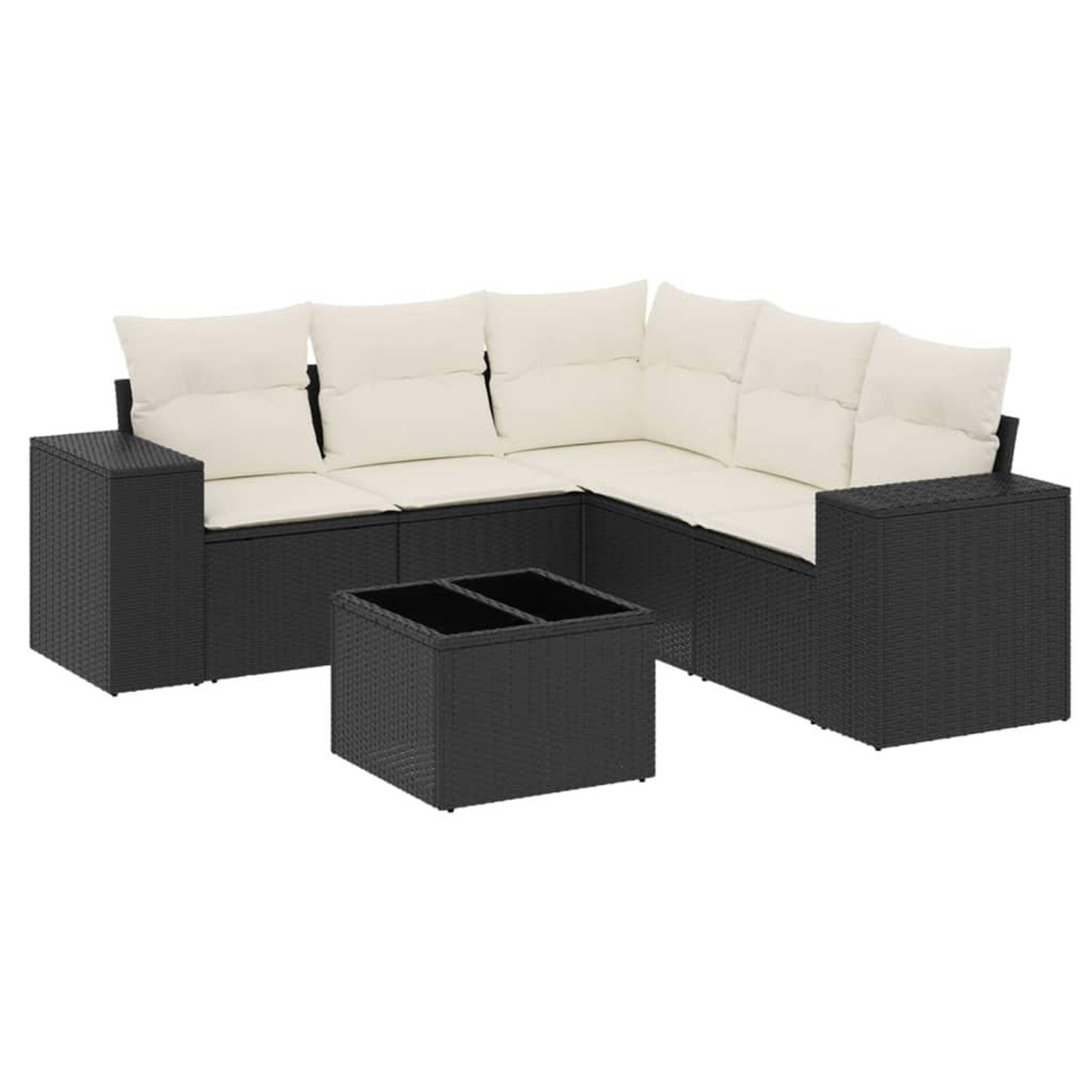 Voir la diapositive 2 : VIDAXL Salon de jardin 6 pcs avec coussins noir resine tressee