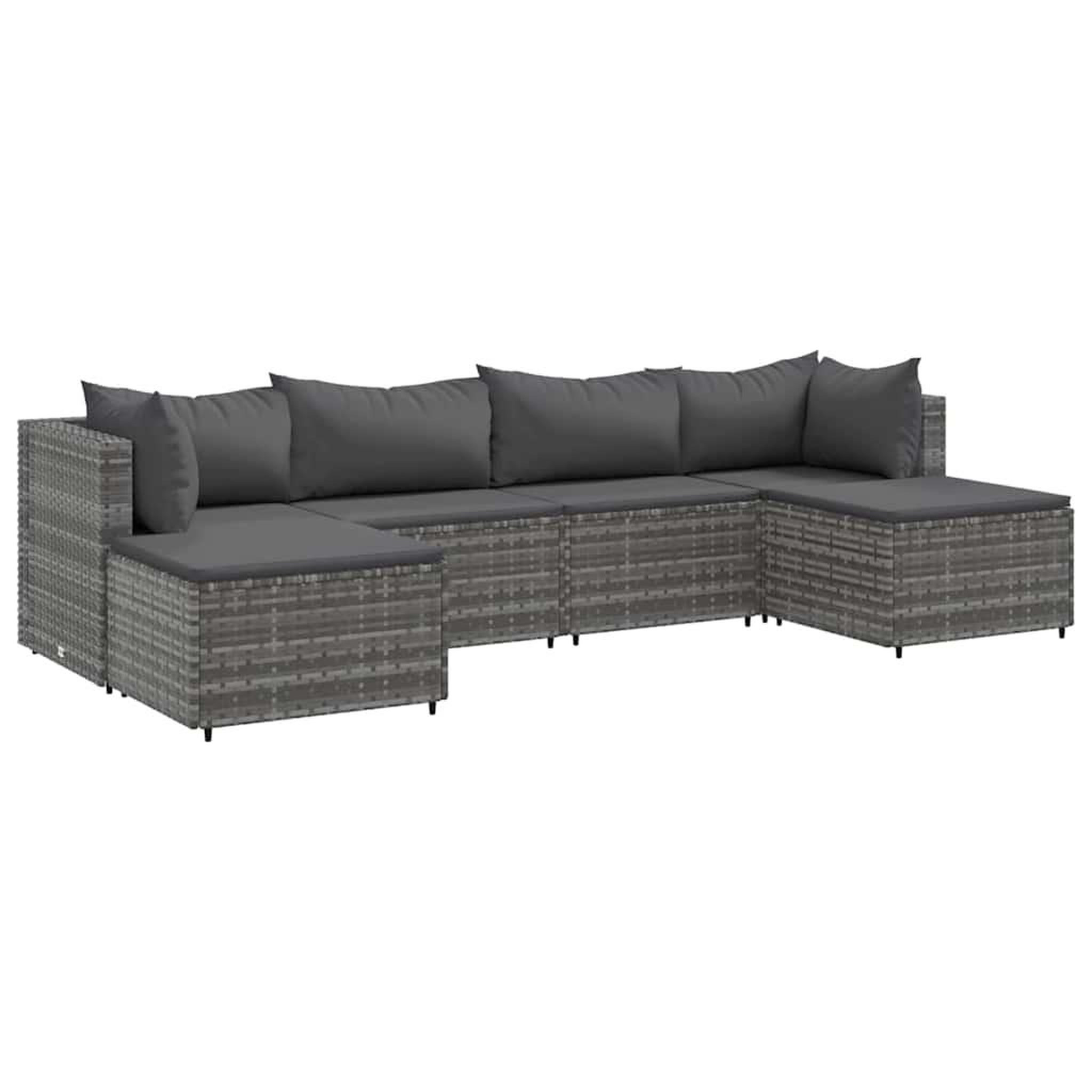 Voir la diapositive 2 : VIDAXL Salon de jardin 6 pcs avec coussins Gris Resine tressee