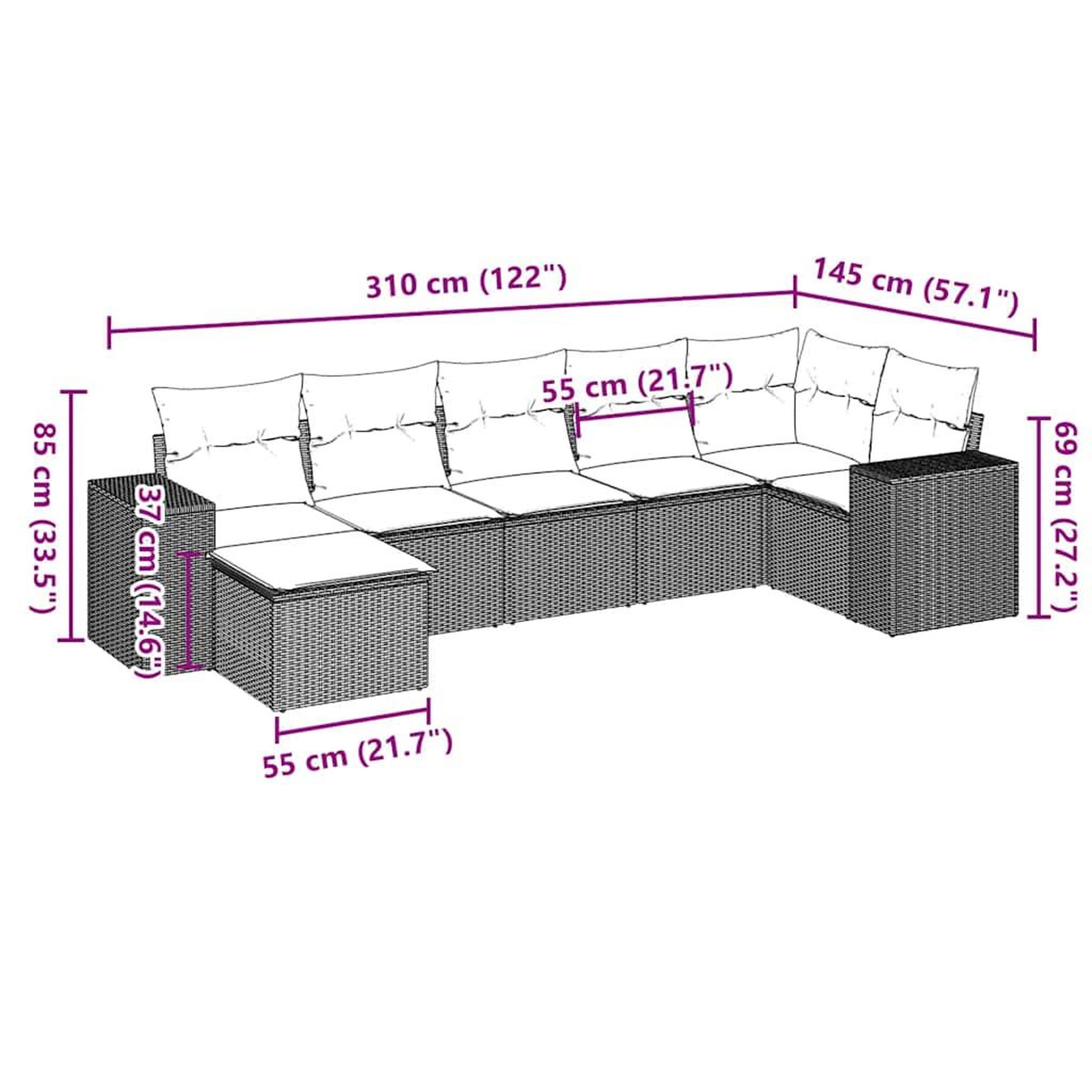Voir la diapositive 6 : VIDAXL Salon de jardin avec coussins 7 pcs gris clair resine tressee
