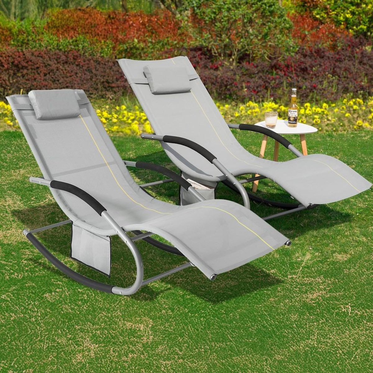 SOBUY SoBuy - Lot de 2 chaises à bascule pour jardin - Moderne - OGS28X2