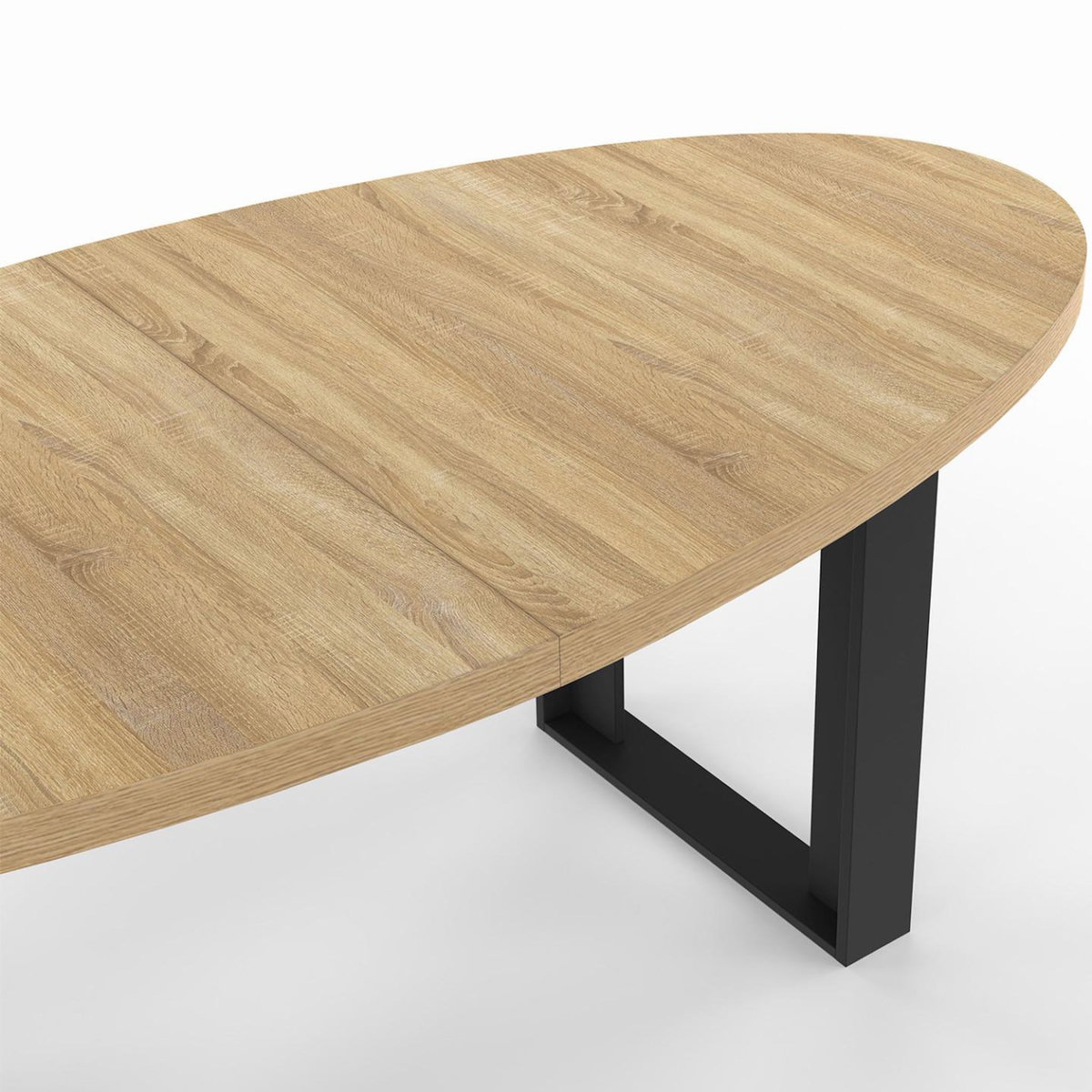 ID MARKET Table à manger PHOENIX 8 personnes ovale 200 cm bois et noir