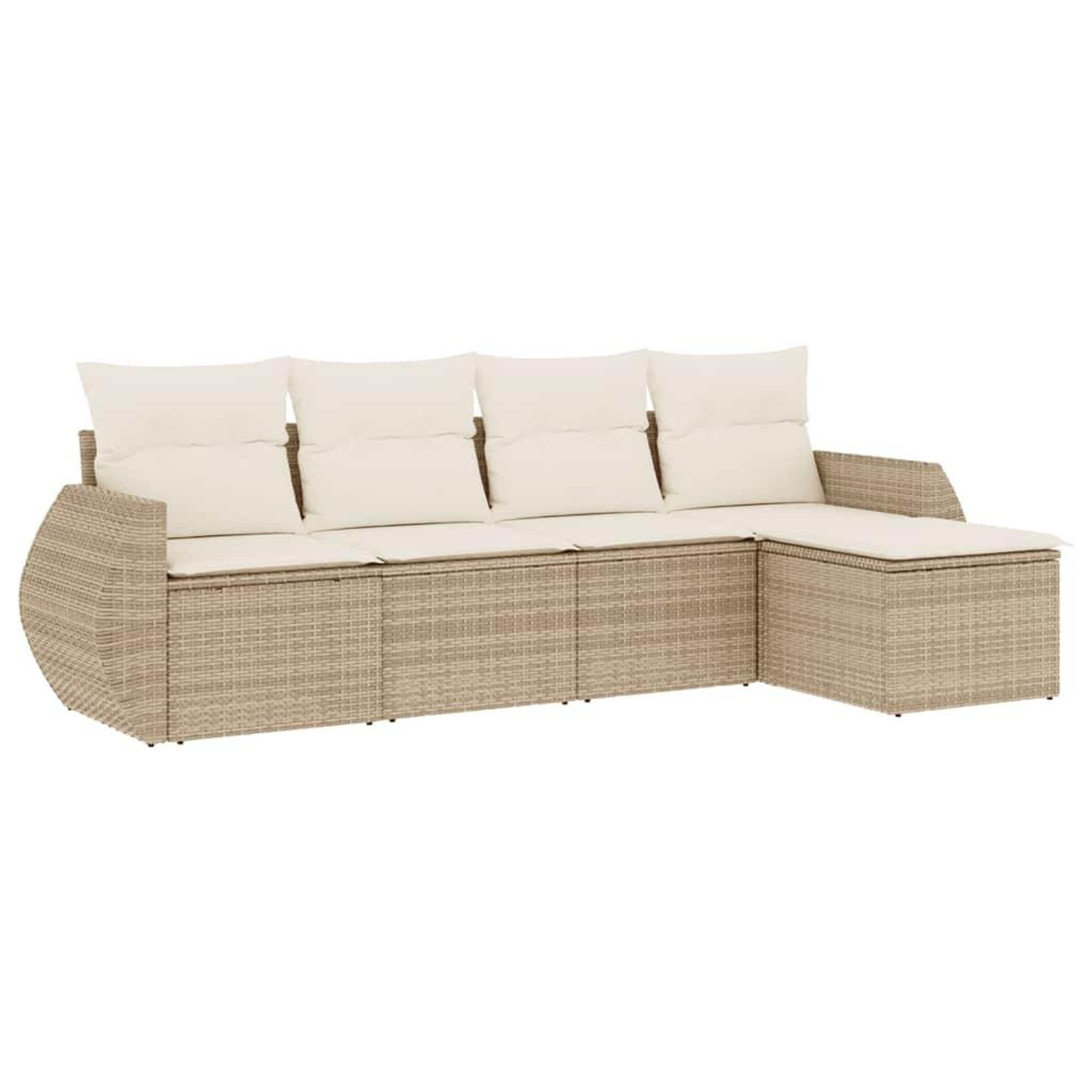Voir la diapositive 2 : VIDAXL Salon de jardin avec coussins 5 pcs beige resine tressee