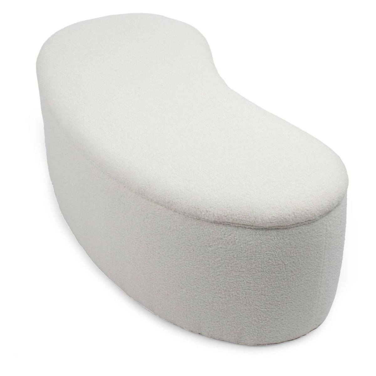 Paris Prix Banquette & Coffre Bouclette  Courbe  120cm Blanc