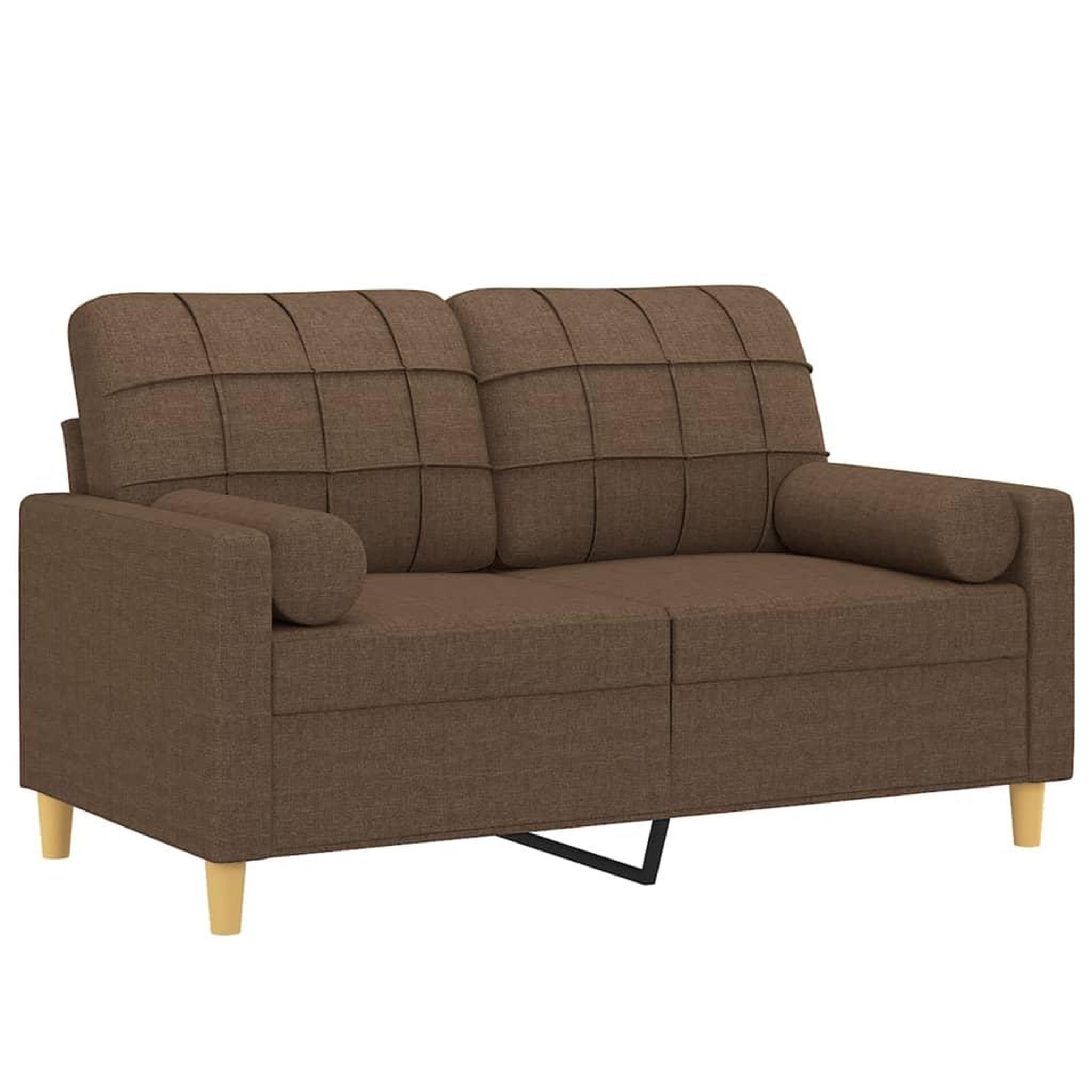 Voir la diapositive 3 : VIDAXL Canape 2 places avec oreillers decoratifs marron 120 cm tissu