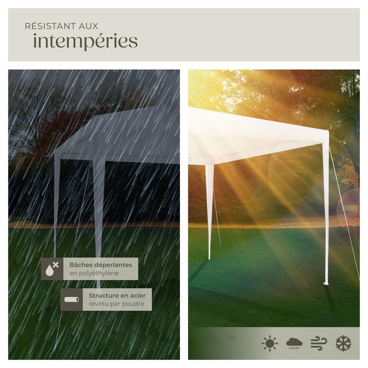 tectake Pavillon 3 x 3 m blanc