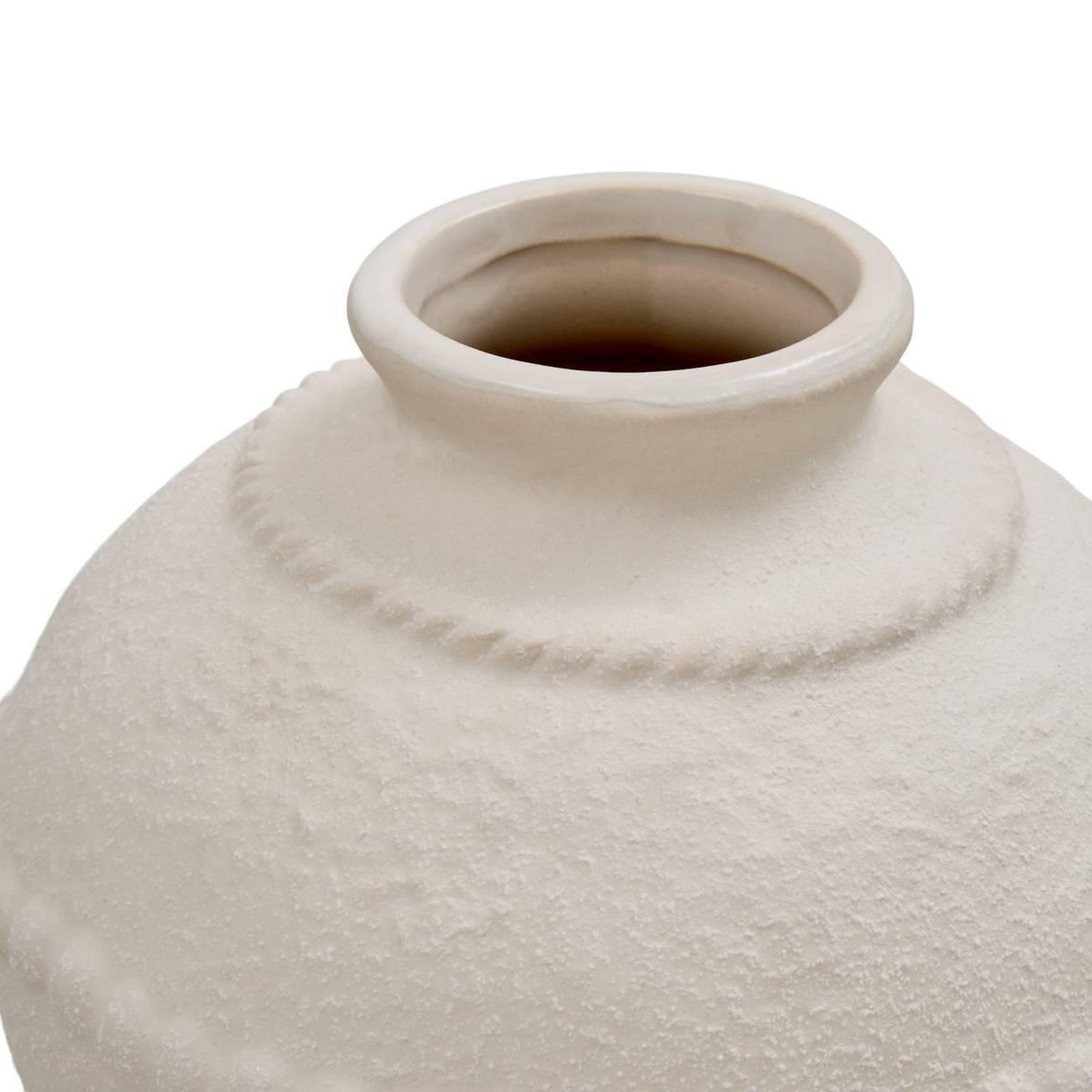 Voir la diapositive 2 : ATMOSPHERA Vase Déco en Grès  Lewis  15cm Blanc
