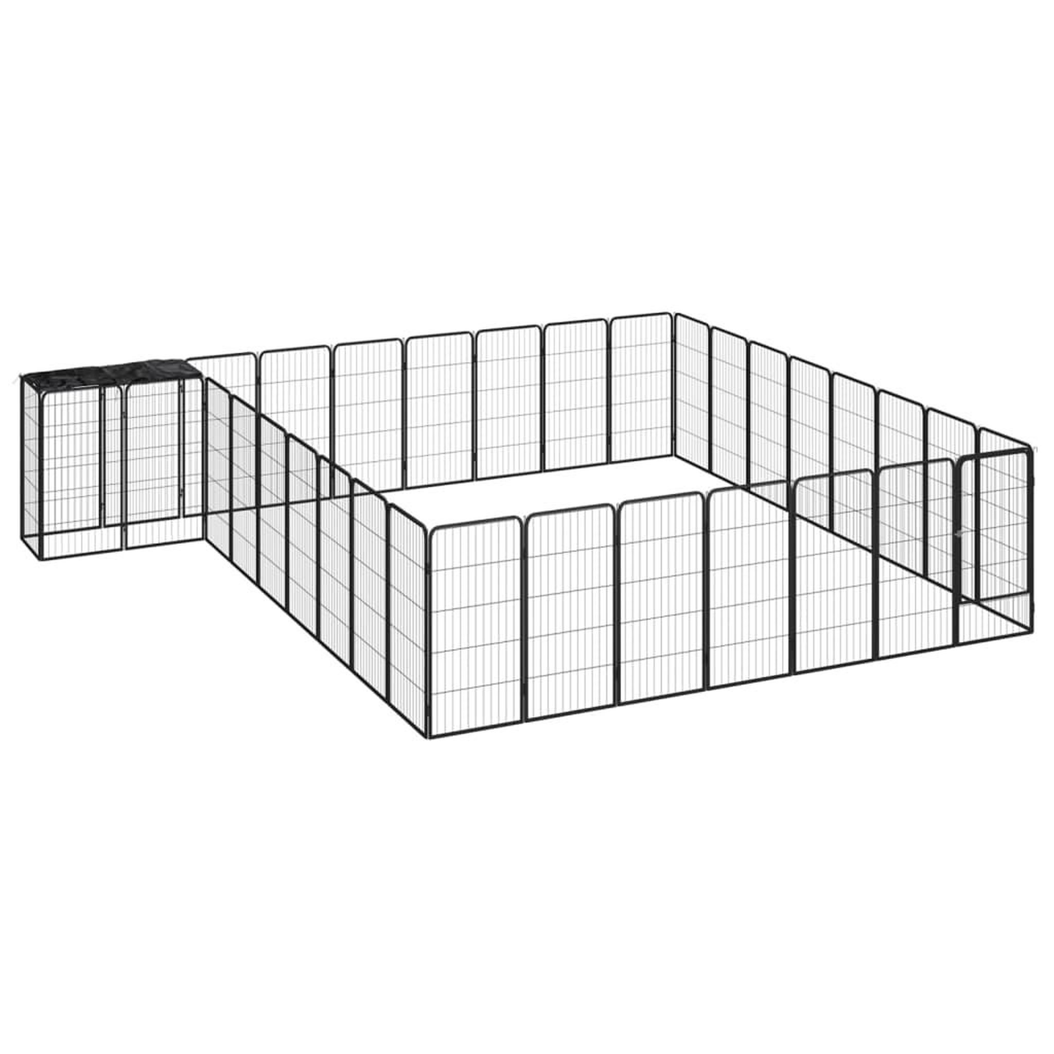 VIDAXL Parc pour chien 34panneaux Noir 50x100cm Acier enduit de poudre
