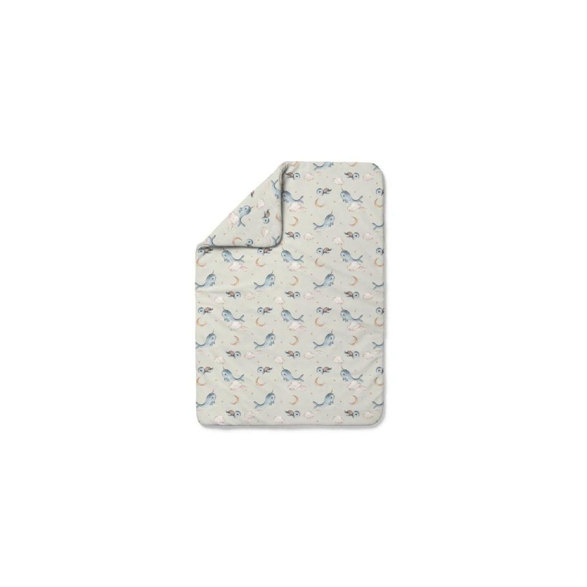WALDIN Couette bébé 135 × 100 cm - motif baleine, vert olive