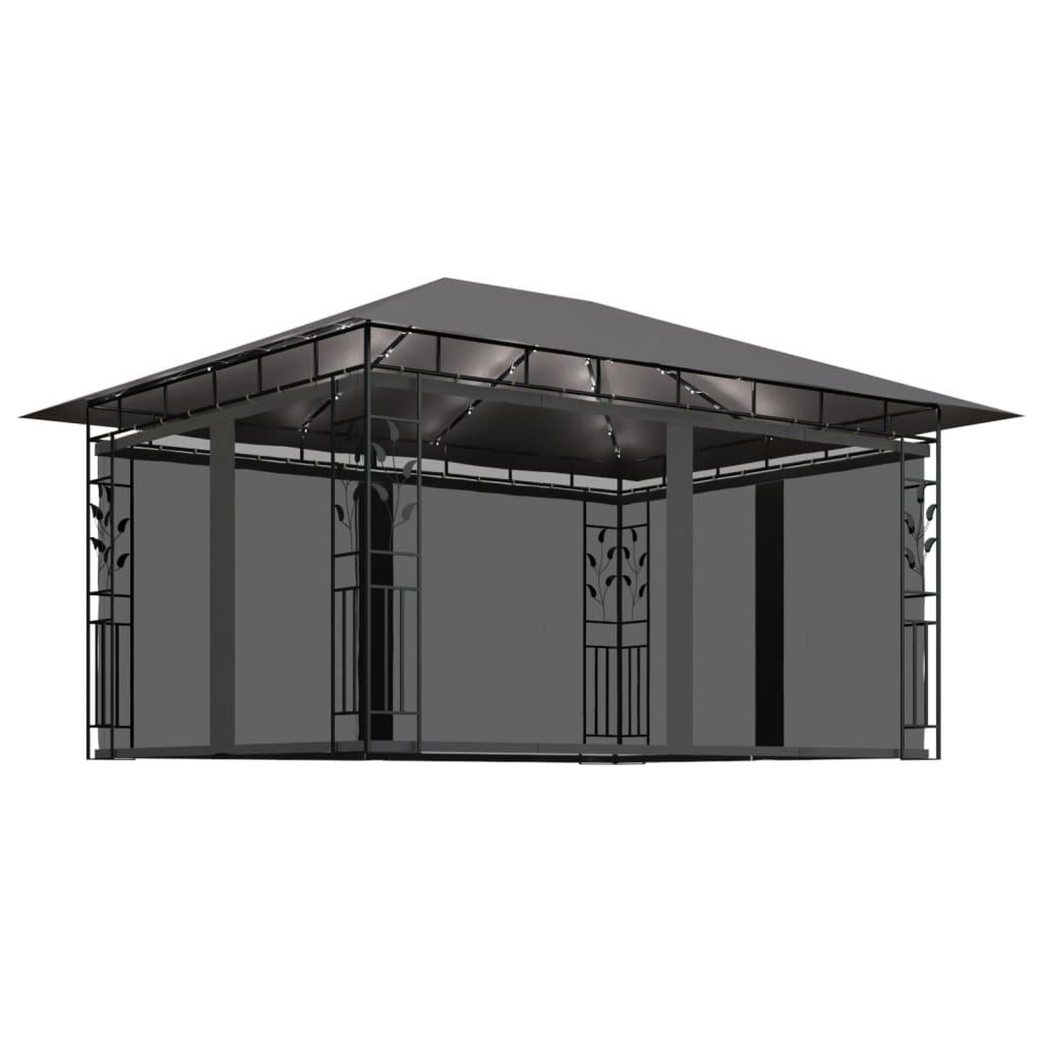 Voir la diapositive 2 : VIDAXL Tonnelle avec moustiquaire et lumieres led 4x3x2,73m anthracite