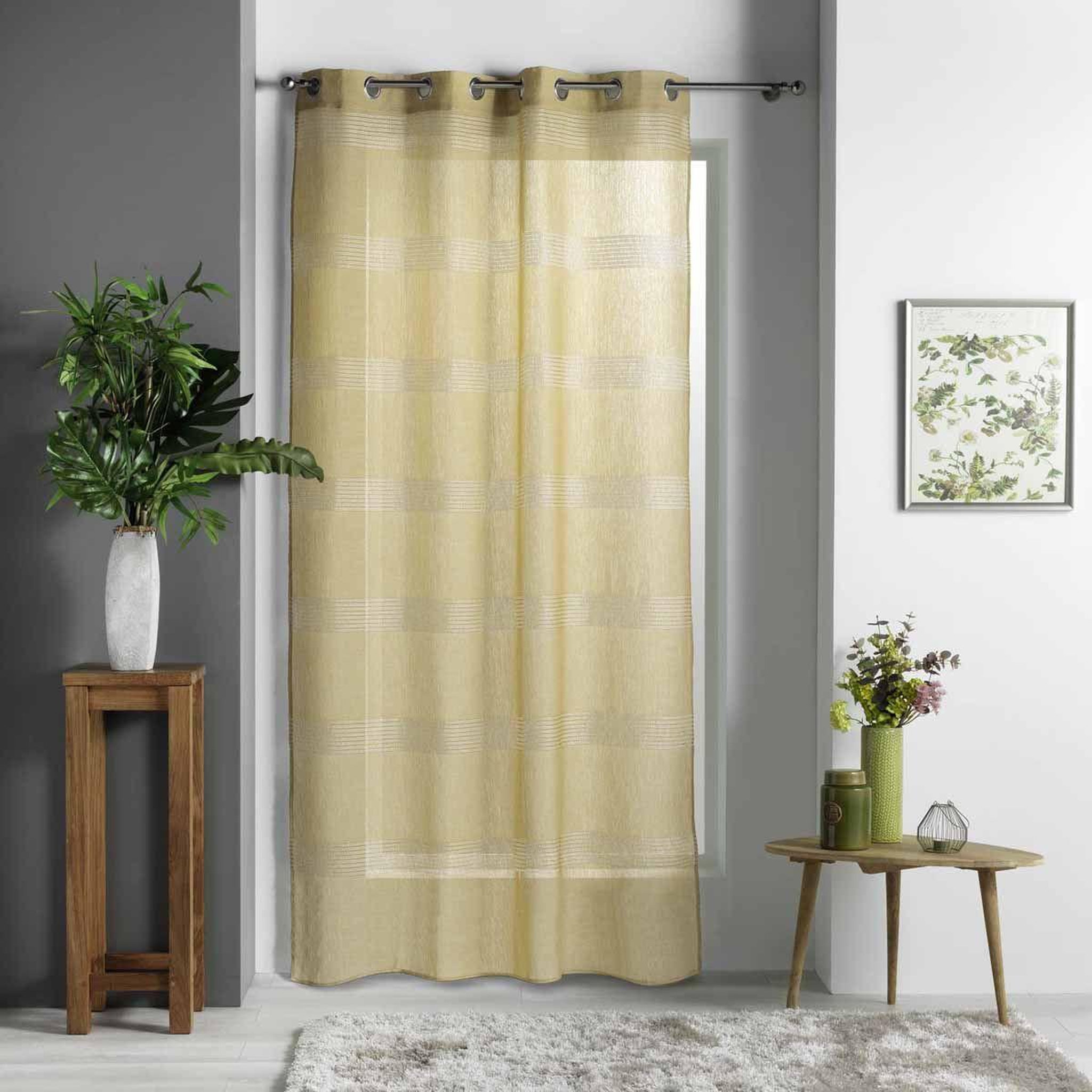 Voir la diapositive 3 : Douceur d'Intérieur Rideau voilage à œillets  ajourela  140x240cm jaune
