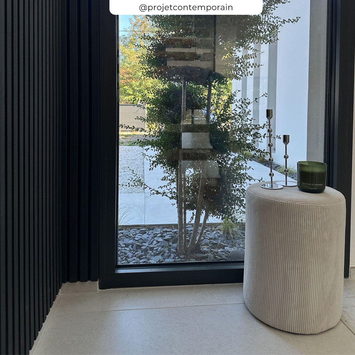 Rendez vous déco Pouf rond en velours côtelé beige - Lily