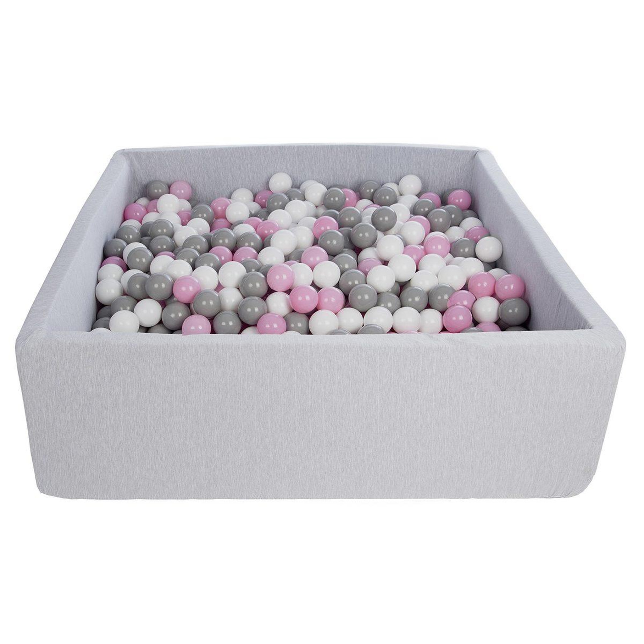 VELINDA Piscine à balles pour enfant, 120x120 cm, aire de jeu + 900 balles blanc,rose clair,gris