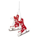 FEERIC LIGHT & CHRISTMAS Sujet de Noël 2 Patins  Étoile  10cm Rouge & Blanc