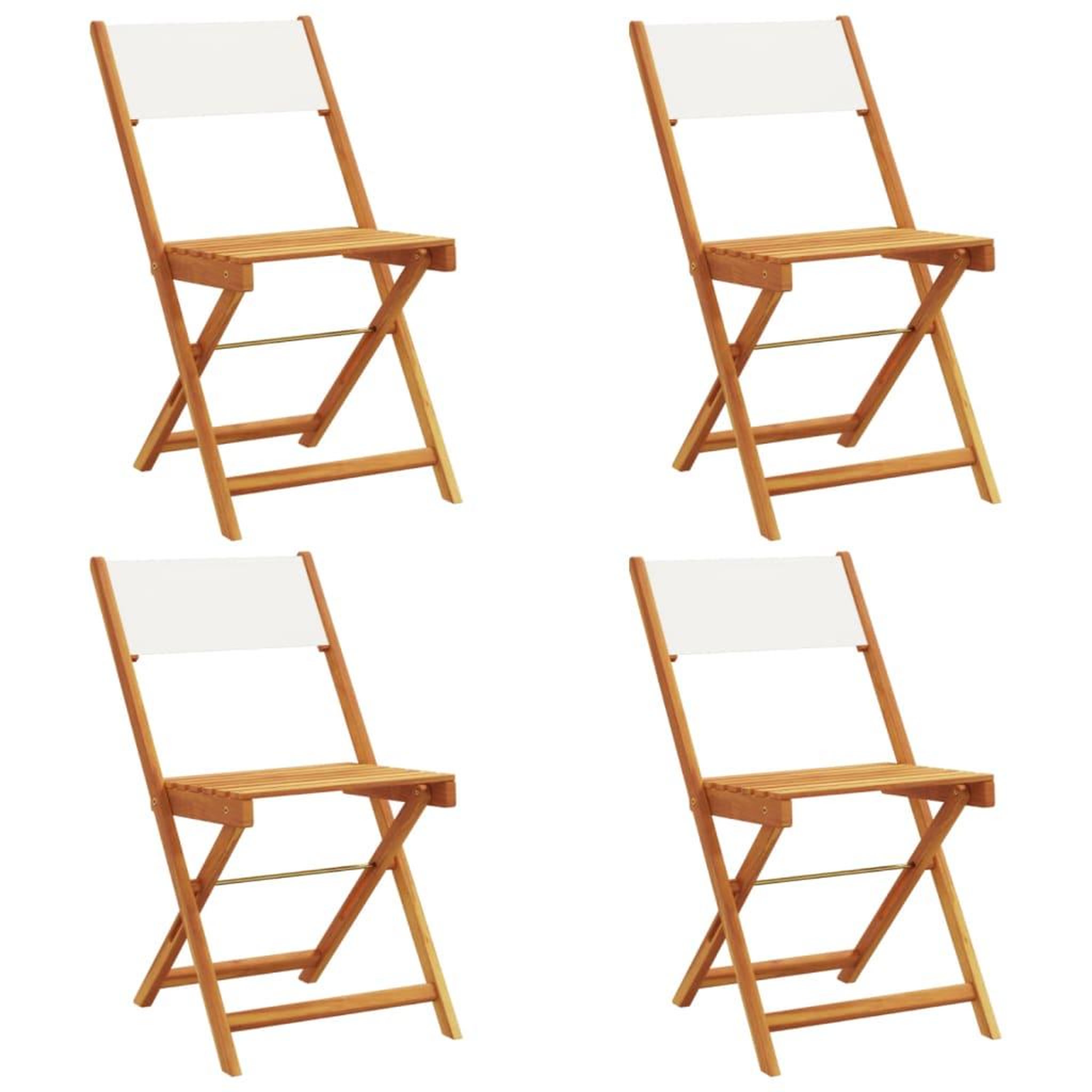 Voir la diapositive 2 : VIDAXL Chaises de jardin pliantes lot de 4 tissu et bois massif
