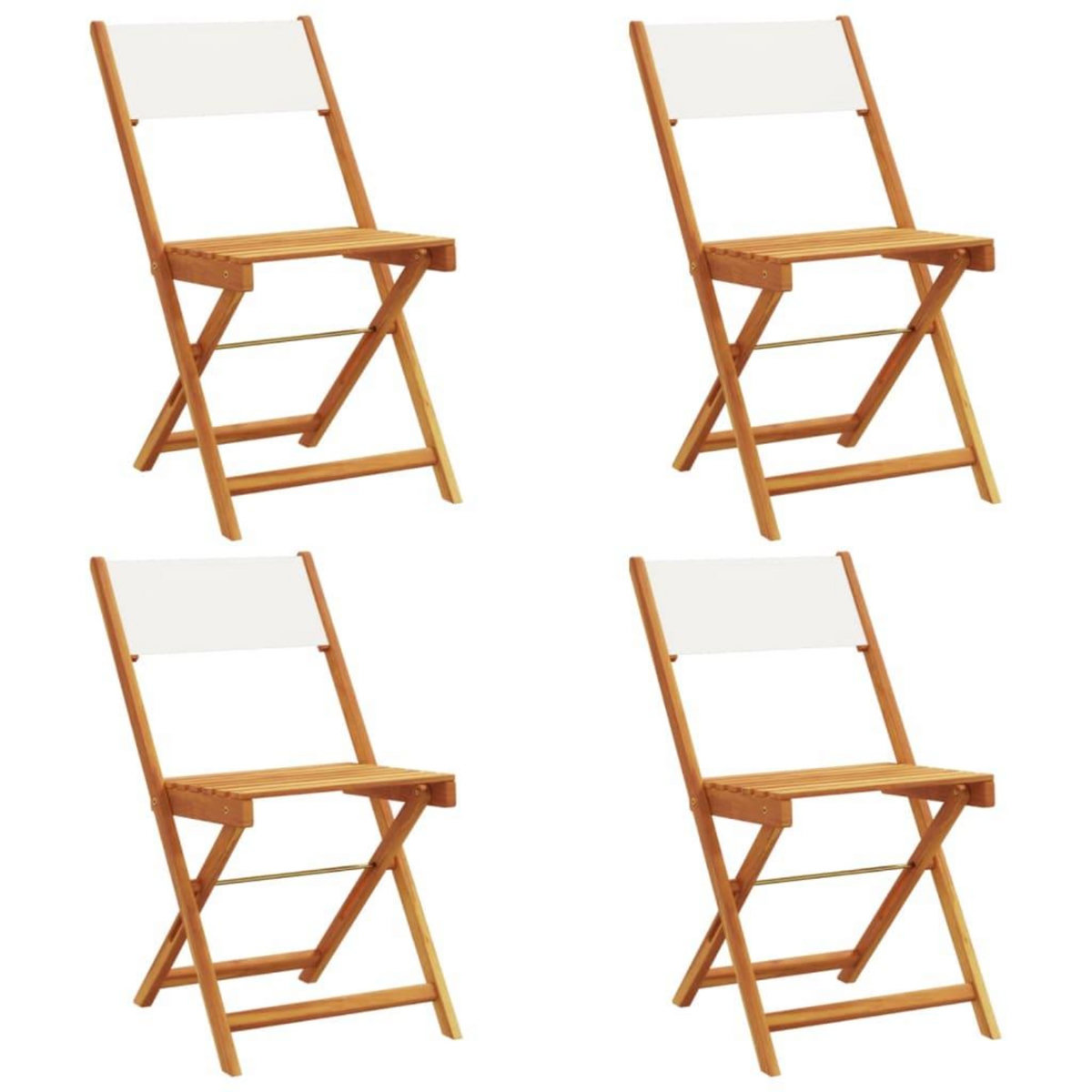 VIDAXL Chaises de jardin pliantes lot de 4 tissu et bois massif