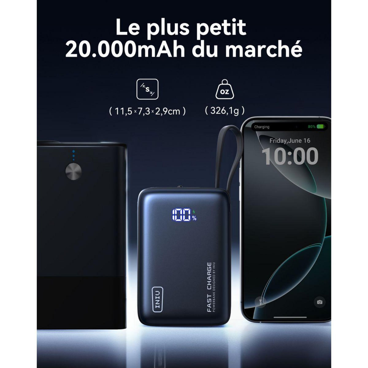 INIU Batterie externe 20 000 mAh Pocket Power