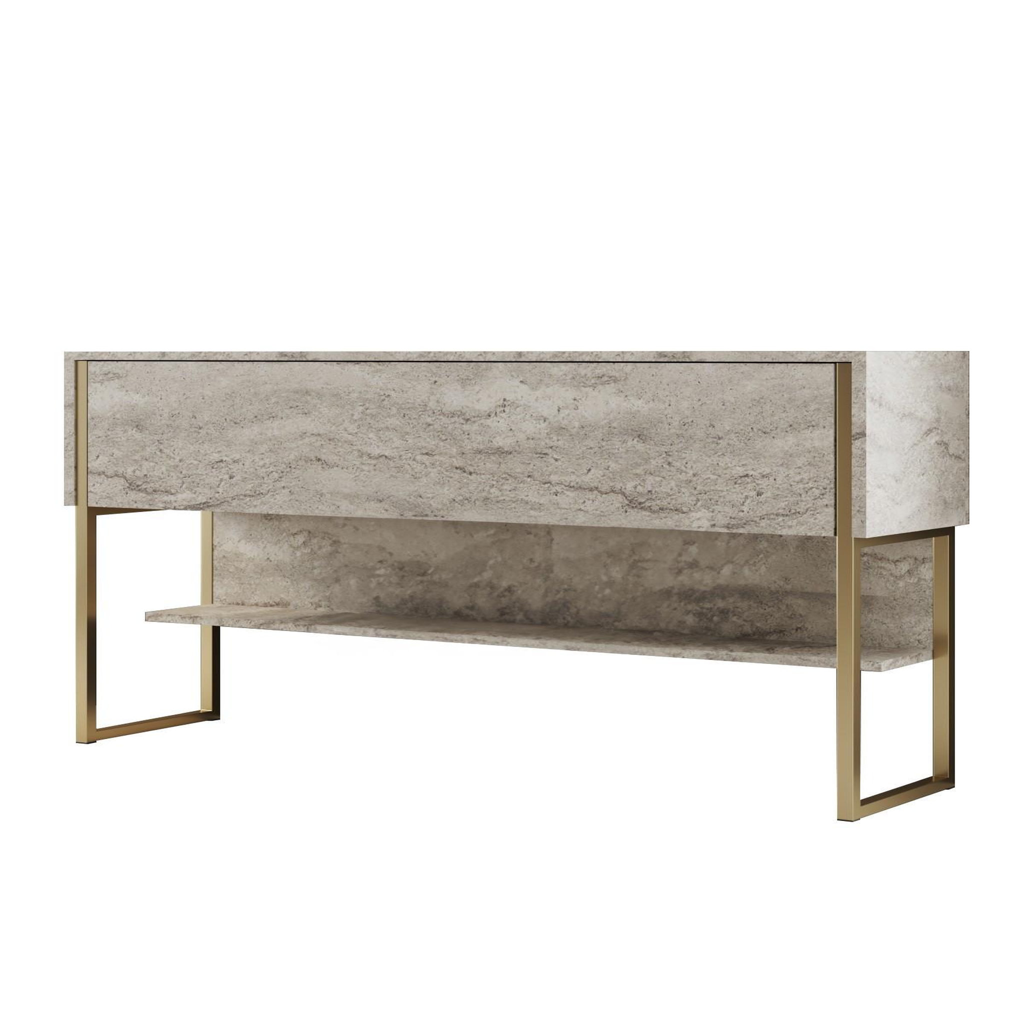 Habitat et Jardin Console en bois  luxe  - 120 x 30 x 80 cm - travertin or