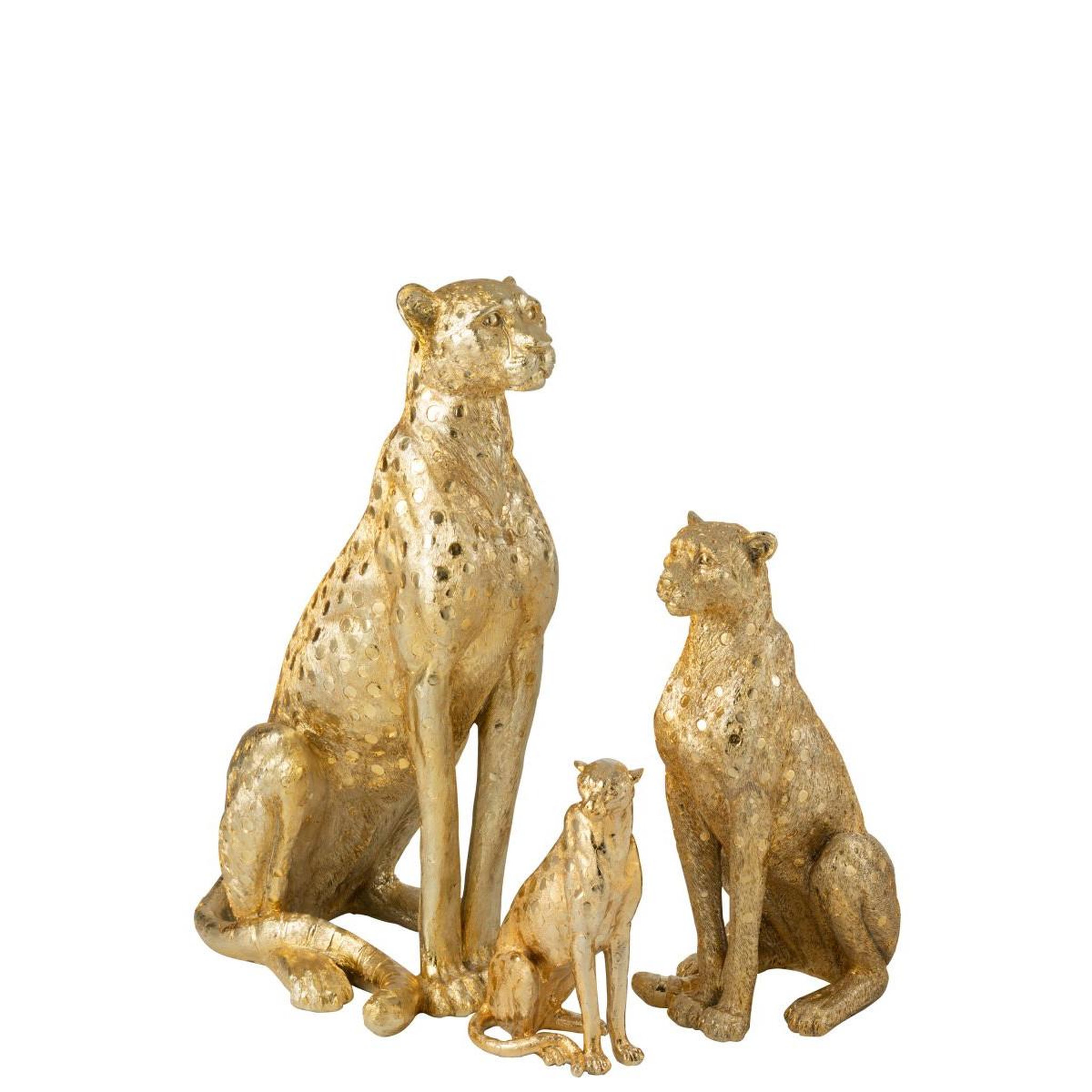 Voir la diapositive 6 : J-LINE Statue léopard assis  odis  88cm doré