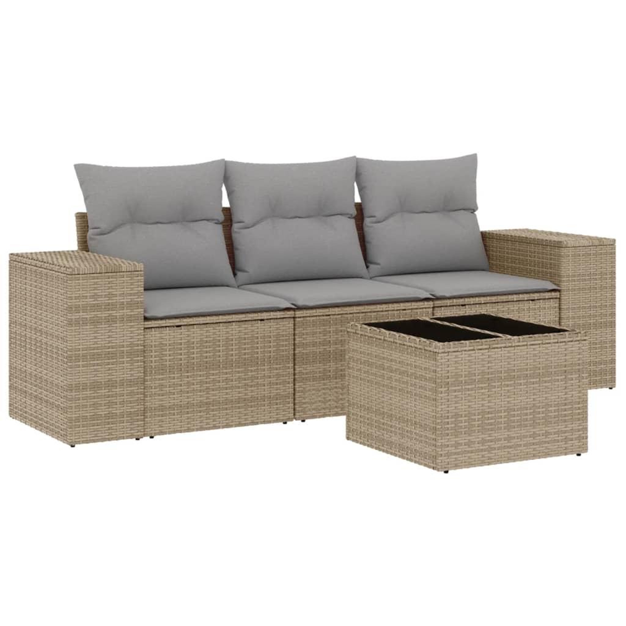 Voir la diapositive 2 : VIDAXL Salon de jardin avec coussins 4 pcs beige resine tressee