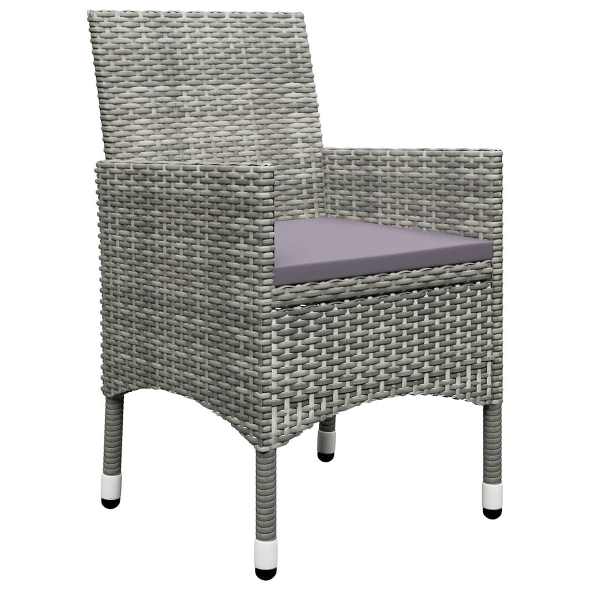 Voir la diapositive 4 : VIDAXL Ensemble de bistro 3 pcs resine tressee et verre trempe gris