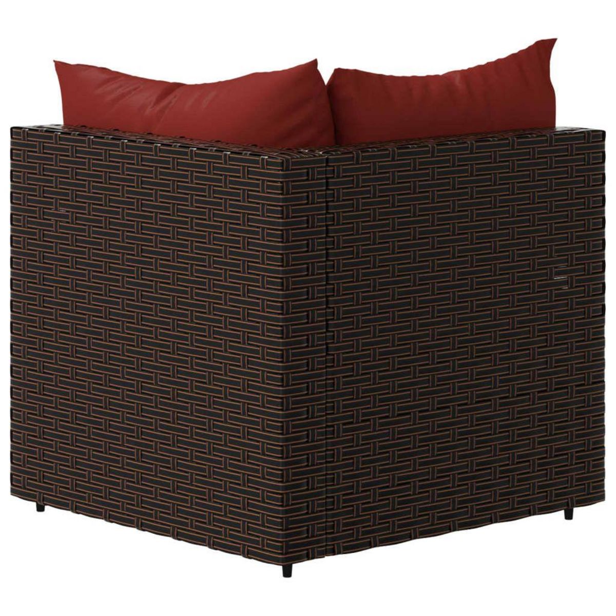 VIDAXL Canape d'angle de jardin avec coussins marron resine tressee