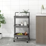 VIDAXL Chariot de cuisine 3 niveaux Gris 42x35x85 cm Fer et ABS