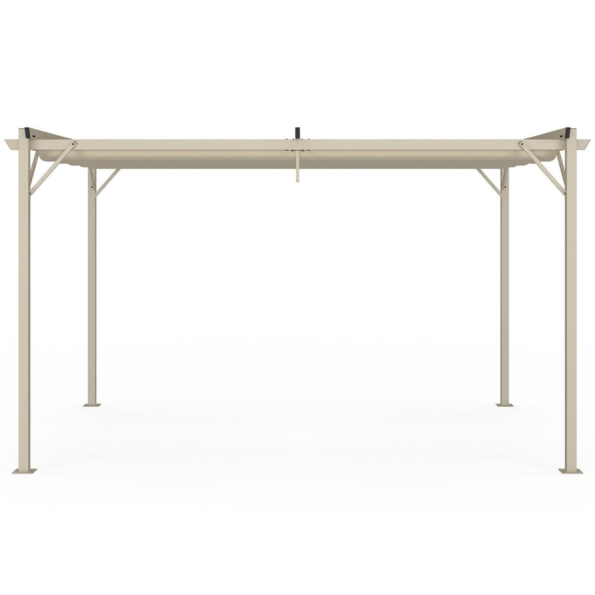 ID MARKET Pergola toit rétractable 4 pieds 3x4 M tonnelle structure beige et toile beige