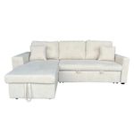 CONCEPT USINE Canapé d'angle convertible 4 places avec coffre en velours côtelé beige GLASGOW