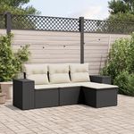 VIDAXL Salon de jardin 4 pcs avec coussins noir resine tressee