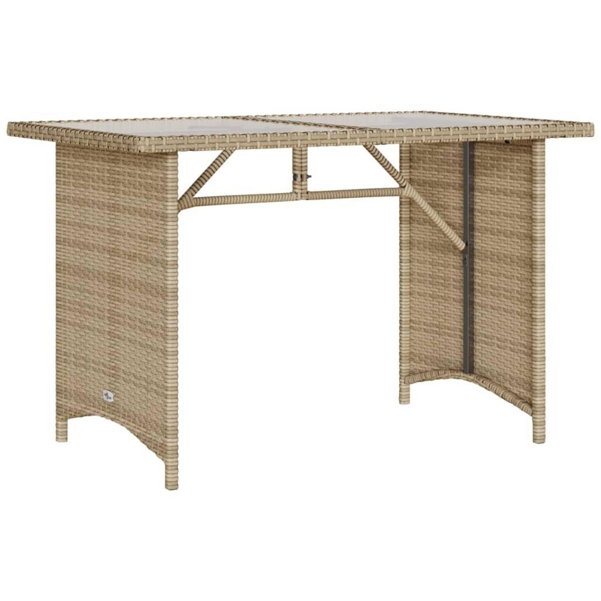 VIDAXL Table de jardin avec dessus en verre beige 110x68x70 cm rotin