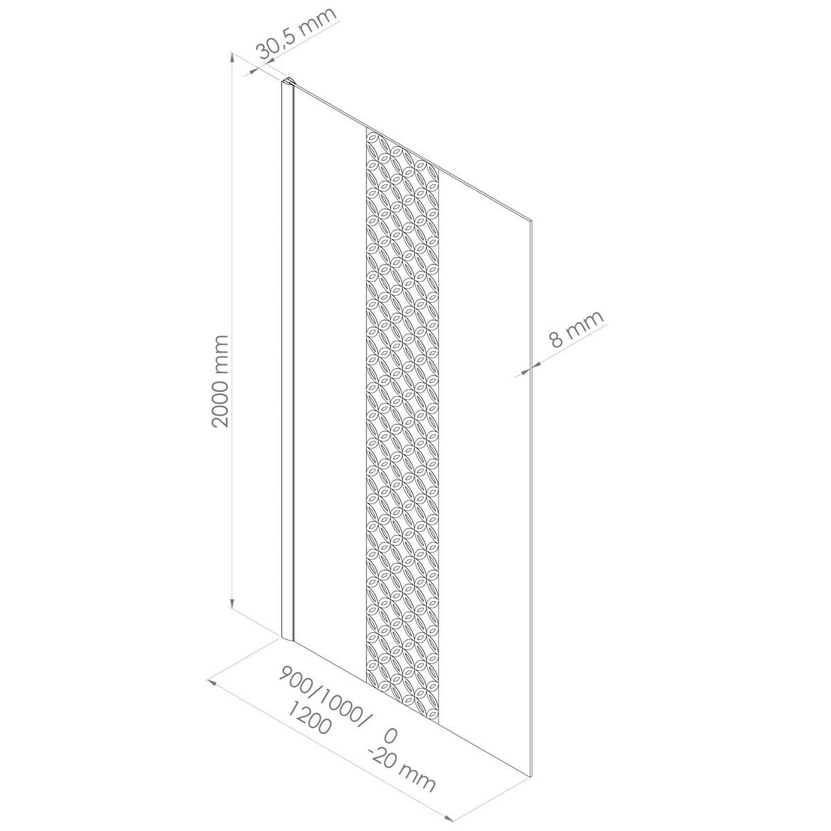 ONDEE Paroi de douche italienne TAILA 90x200x0,8cm