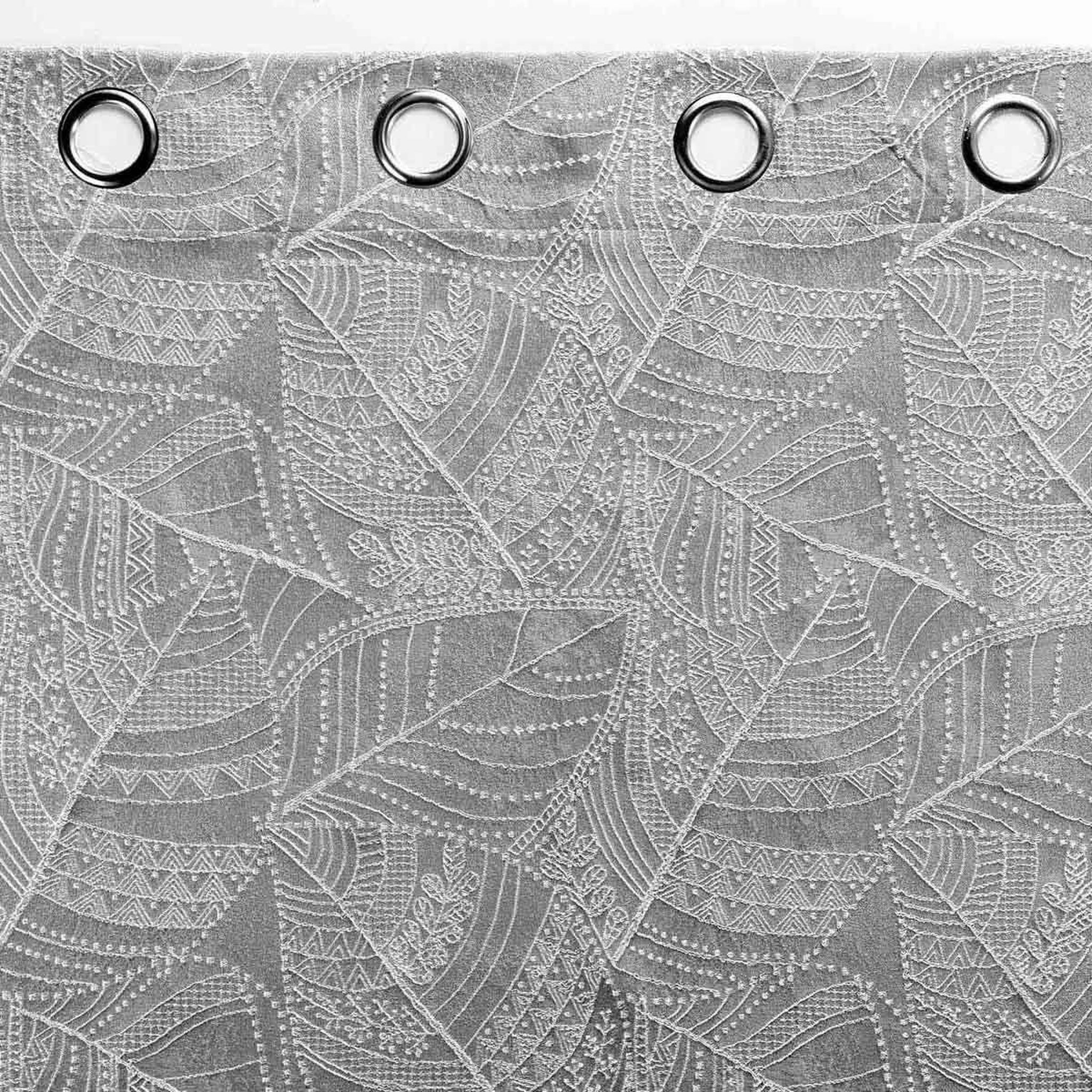 Voir la diapositive 3 : Douceur d'Intérieur Rideau à œillets jacquard  floriss  140x260cm gris