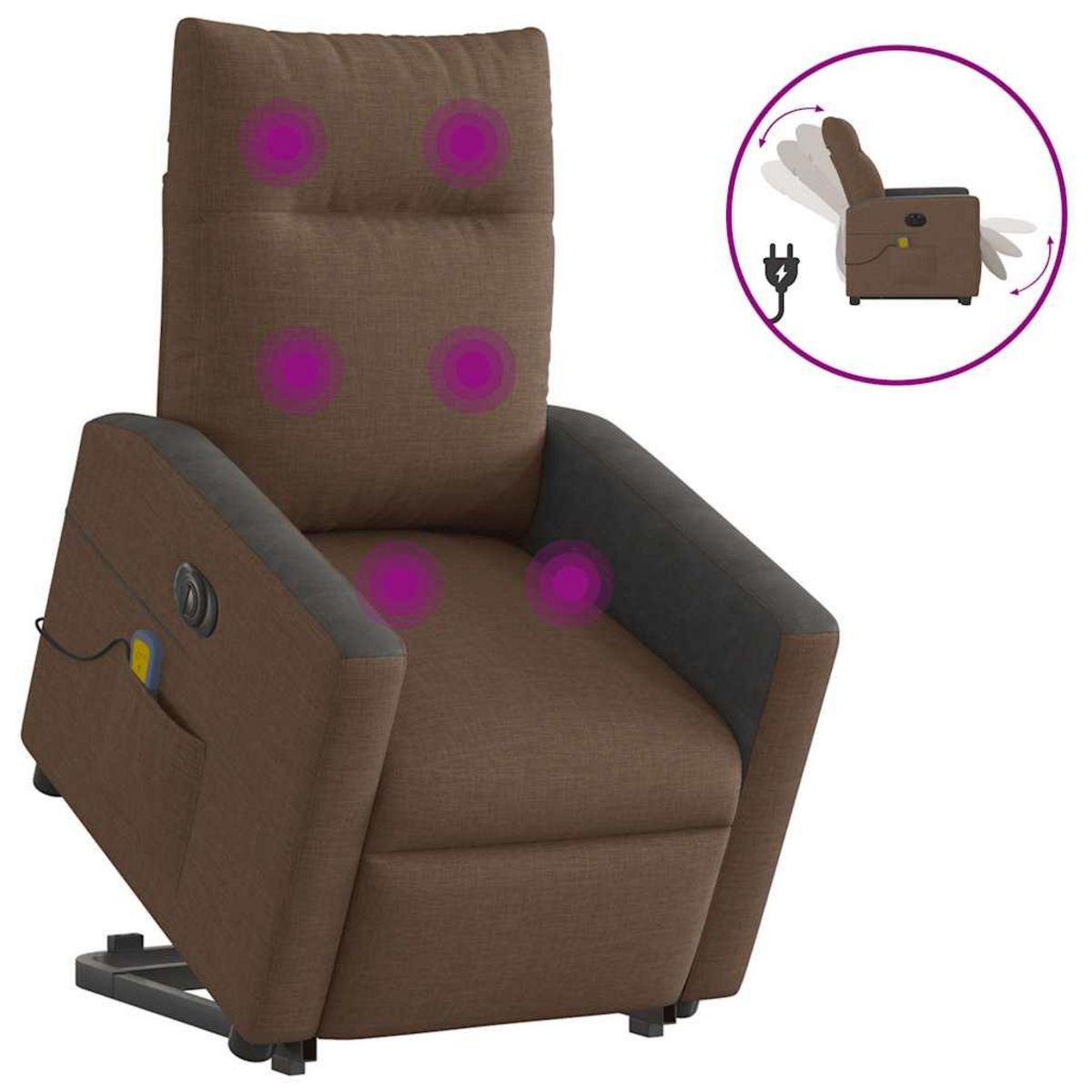 VIDAXL Fauteuil inclinable de massage electrique Marron Tissu