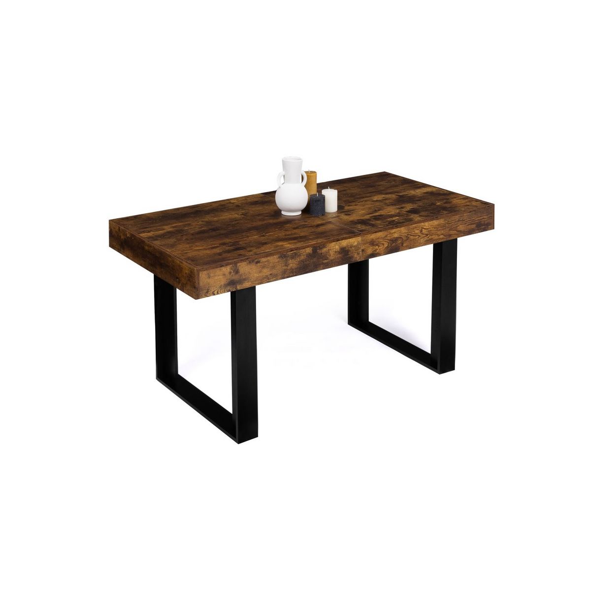 Table de séjour salle à manger extensible style industriel 160/200 cm MILTON