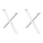 Voir la diapositive 1 : VIDAXL Pieds de table basse forme de X 2 pcs blanc 70x(42-43) cm acier