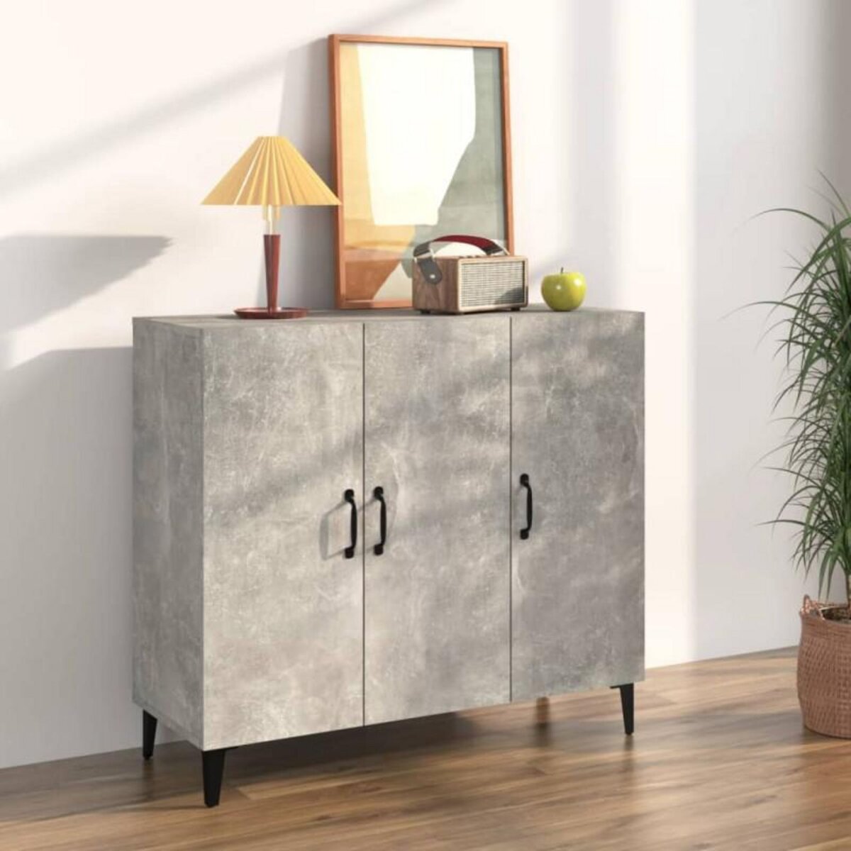 VIDAXL Buffet gris béton 90x34x80 cm bois d ingénierie