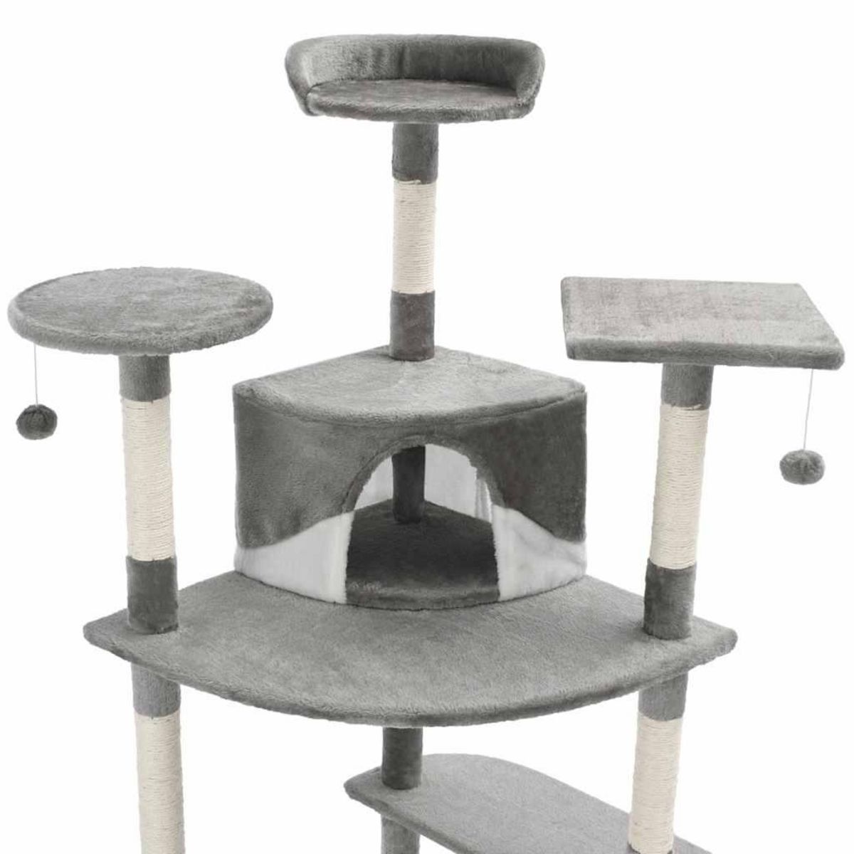 VIDAXL Arbre a chat avec griffoirs en sisal 203 cm Gris et Blanc