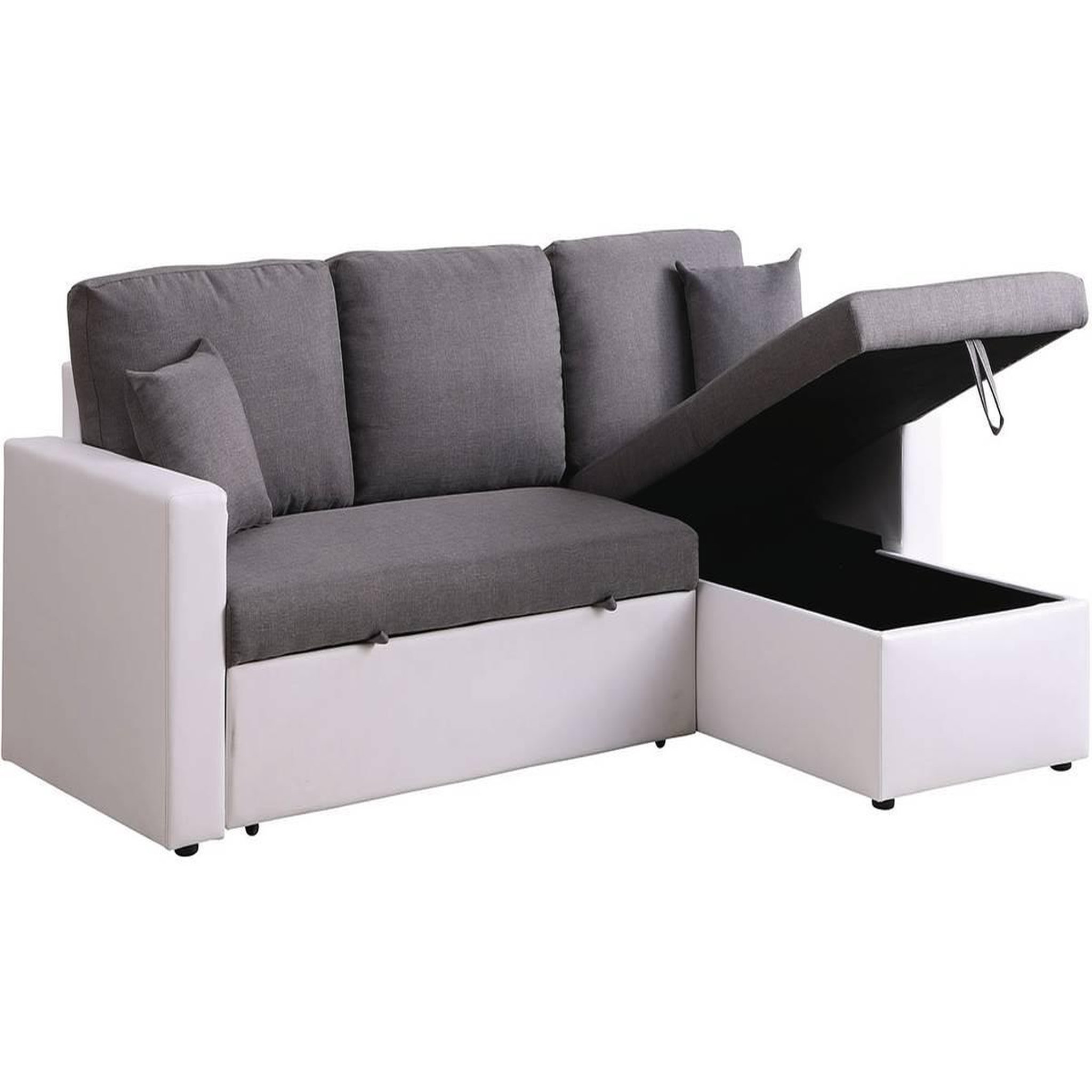Habitat et Jardin Canapé d'angle convertible/ réversible avec coffre  alain  - 221 x 145 x 85 cm - 3 places - gris / blanc