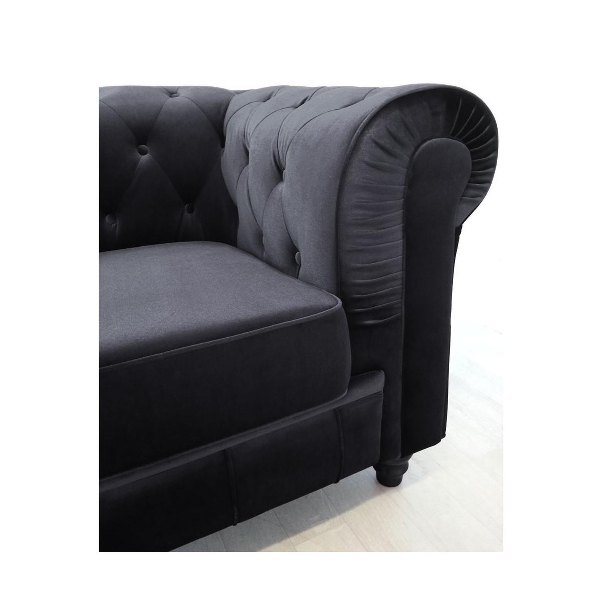 Voir la diapositive 3 : Paris Prix Canapé 3 places velours  chesterfield  209cm noir