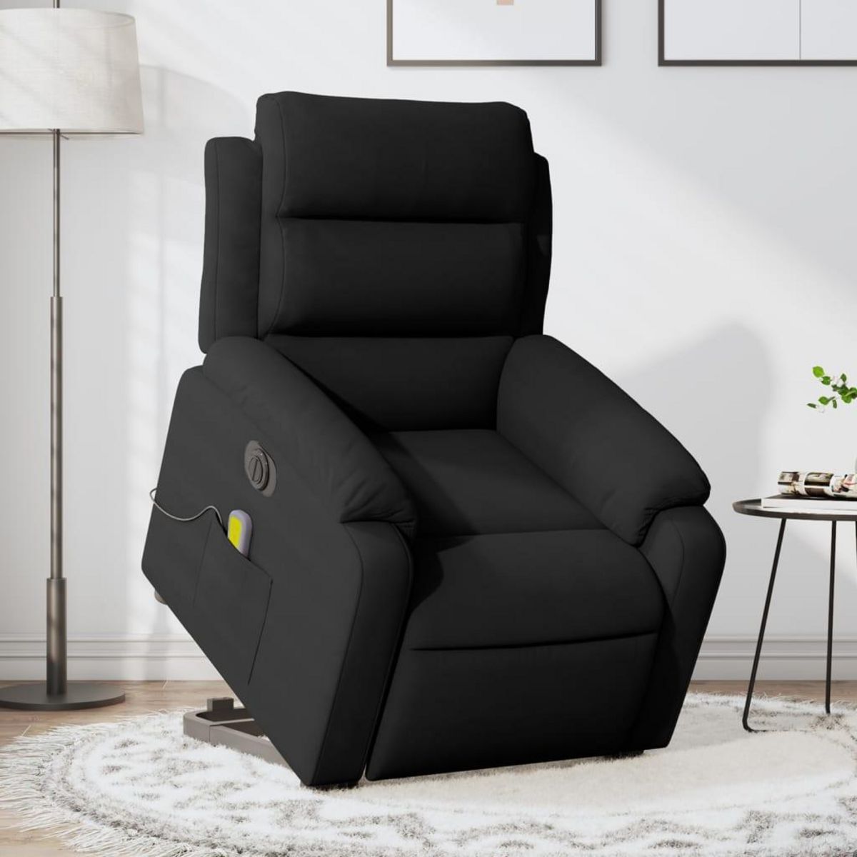 VIDAXL Fauteuil inclinable de massage electrique noir velours
