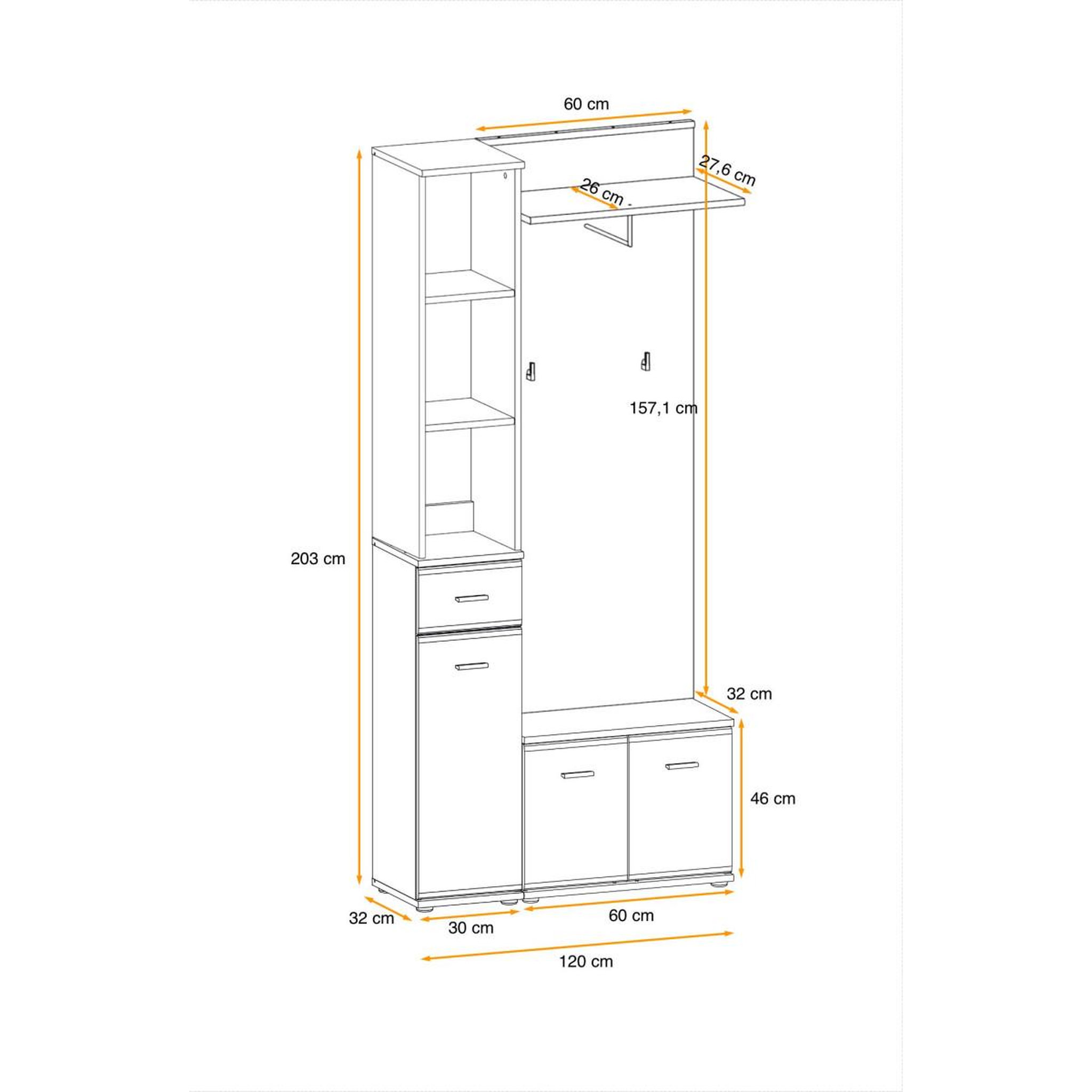 Voir la diapositive 5 : Paris Prix Ensemble vestiaire 4p  armario i  203cm chêne