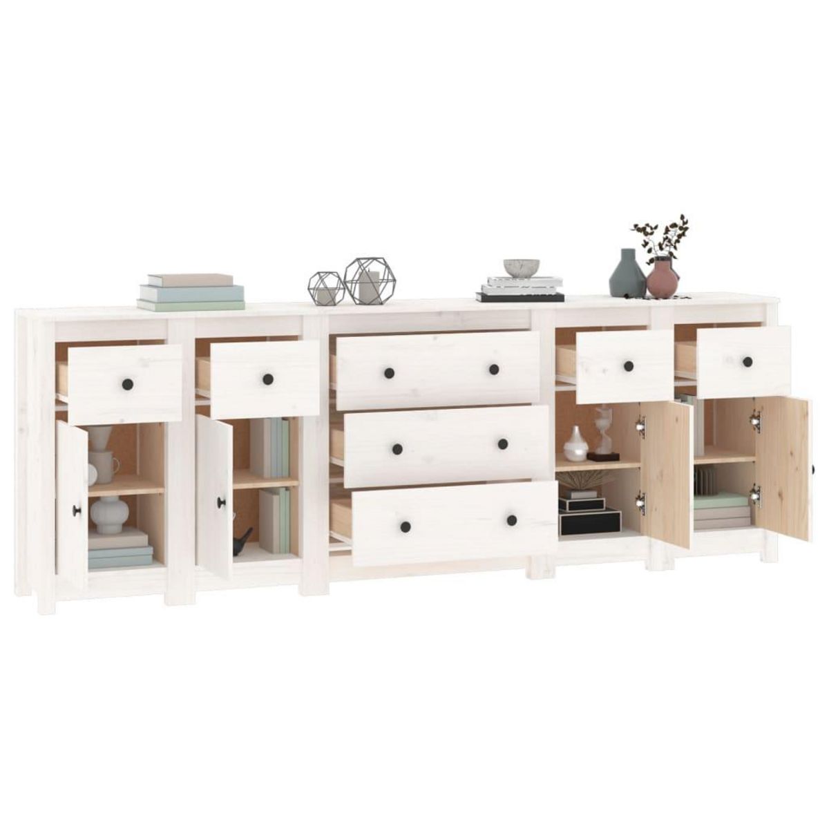 VIDAXL Buffet Blanc 230x35x80 cm Bois massif de pin