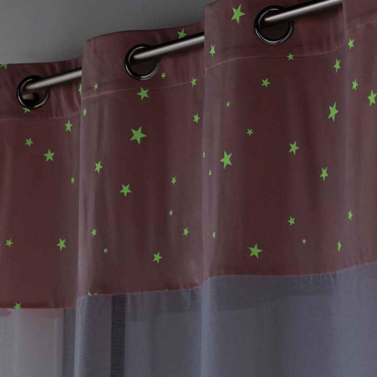 Paris Prix Rideau Voilage Phosphorescent  Moonlight  140x280cm Rose