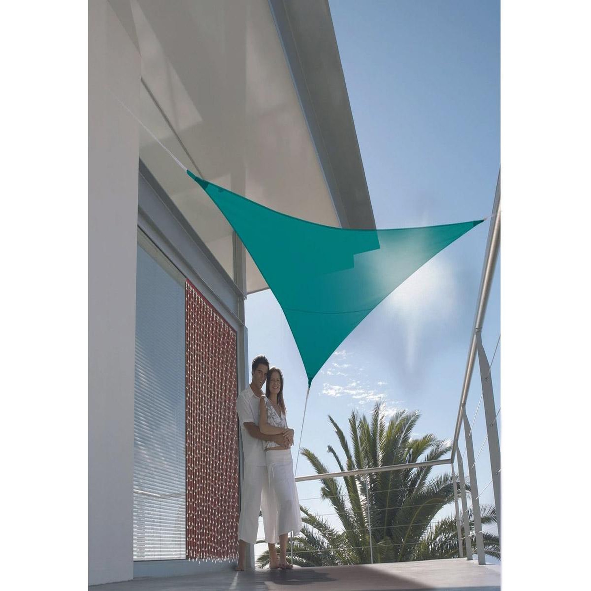 Jardiline Voile d'ombrage triangulaire serenity - 5 x 5 x 5 m - bleu canard - jardiline