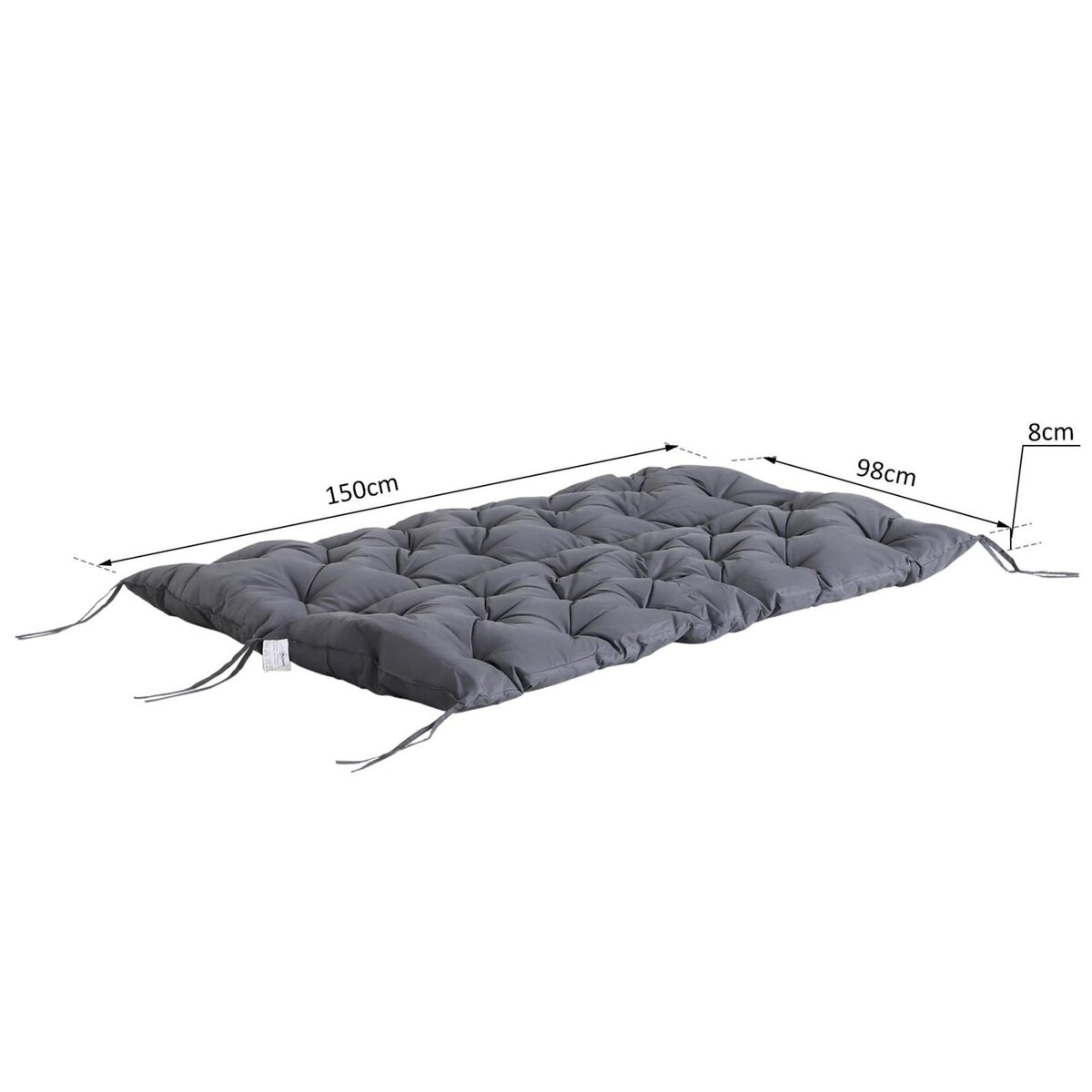 OUTSUNNY Coussin matelas assise dossier pour banc de jardin balancelle canapé 3 places grand confort 150 x 98 x 8 cm gris