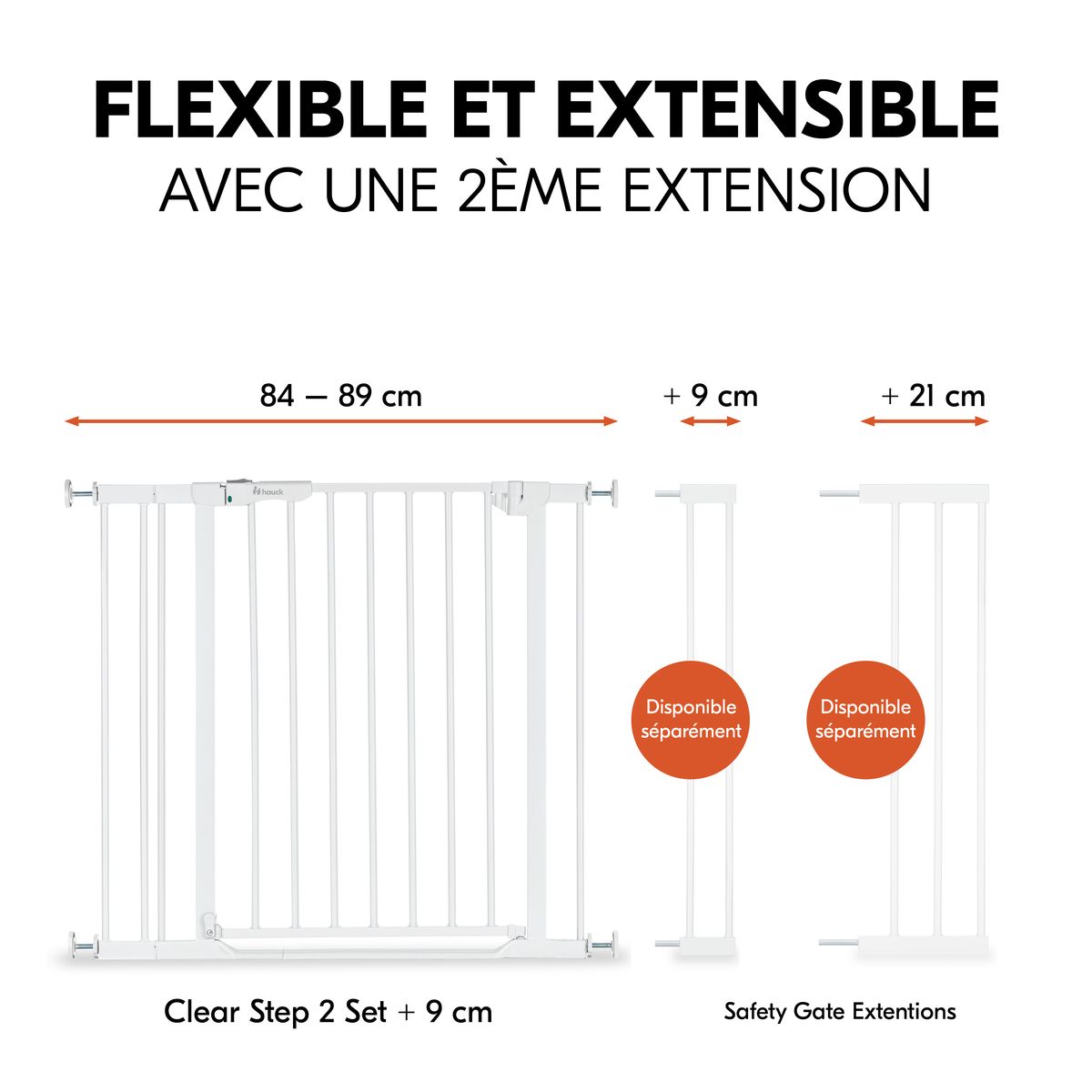 HAUCK Barrière de sécurité Clear Step? Set 2 +9 cm Blanc