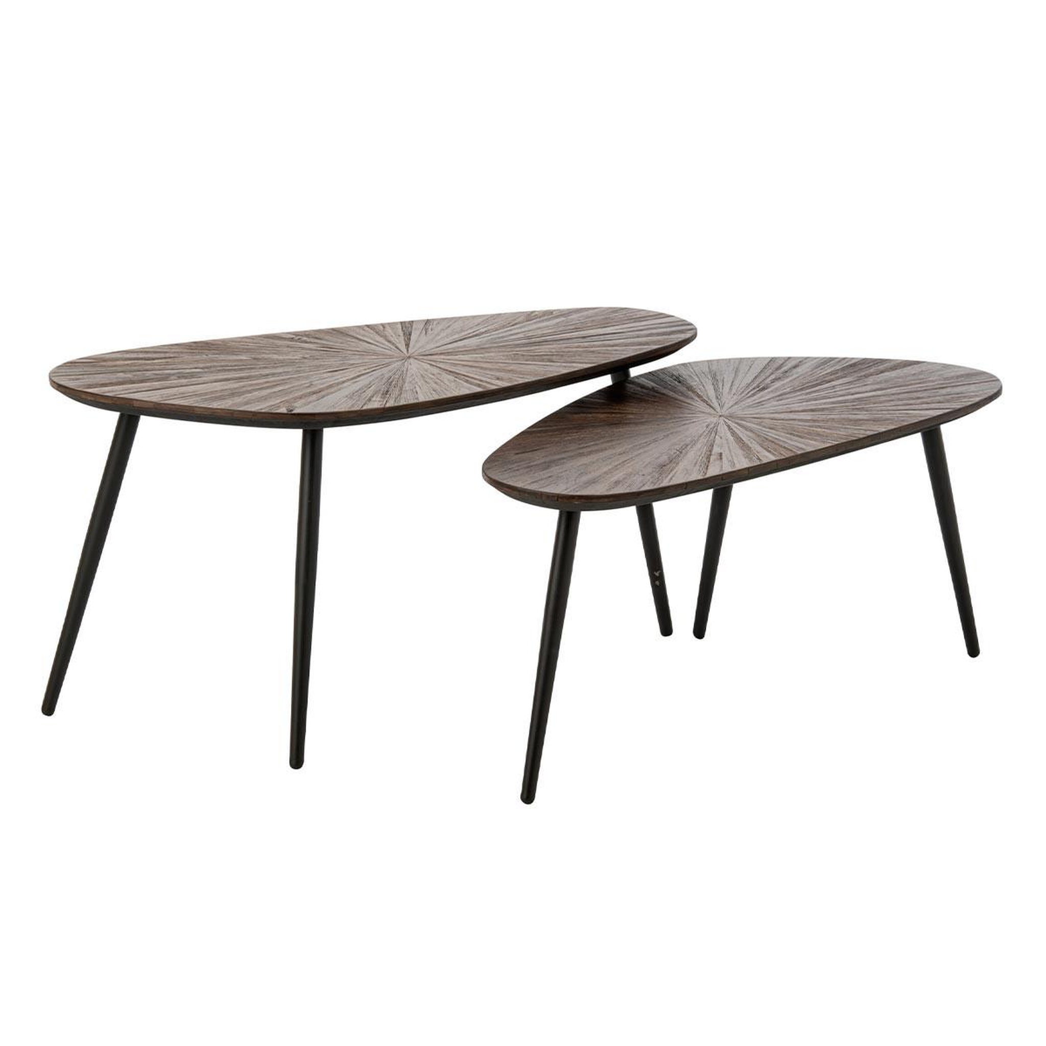 J-LINE Lot de 2 tables basses en bois  ray  84cm marron