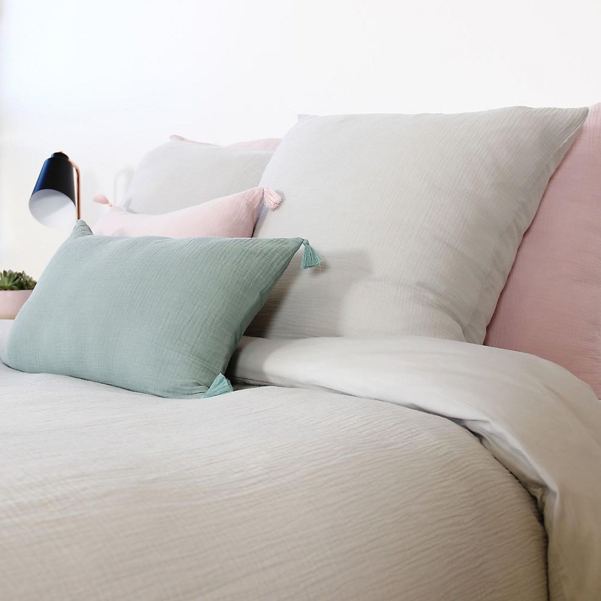 Home collection Parure housse de couette 100% gaze de coton